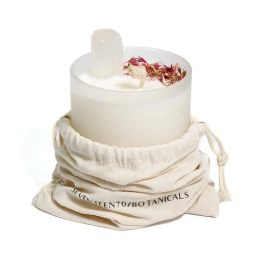 Selenite Crystal Candle - Peace and Calm - The Crescent Moon