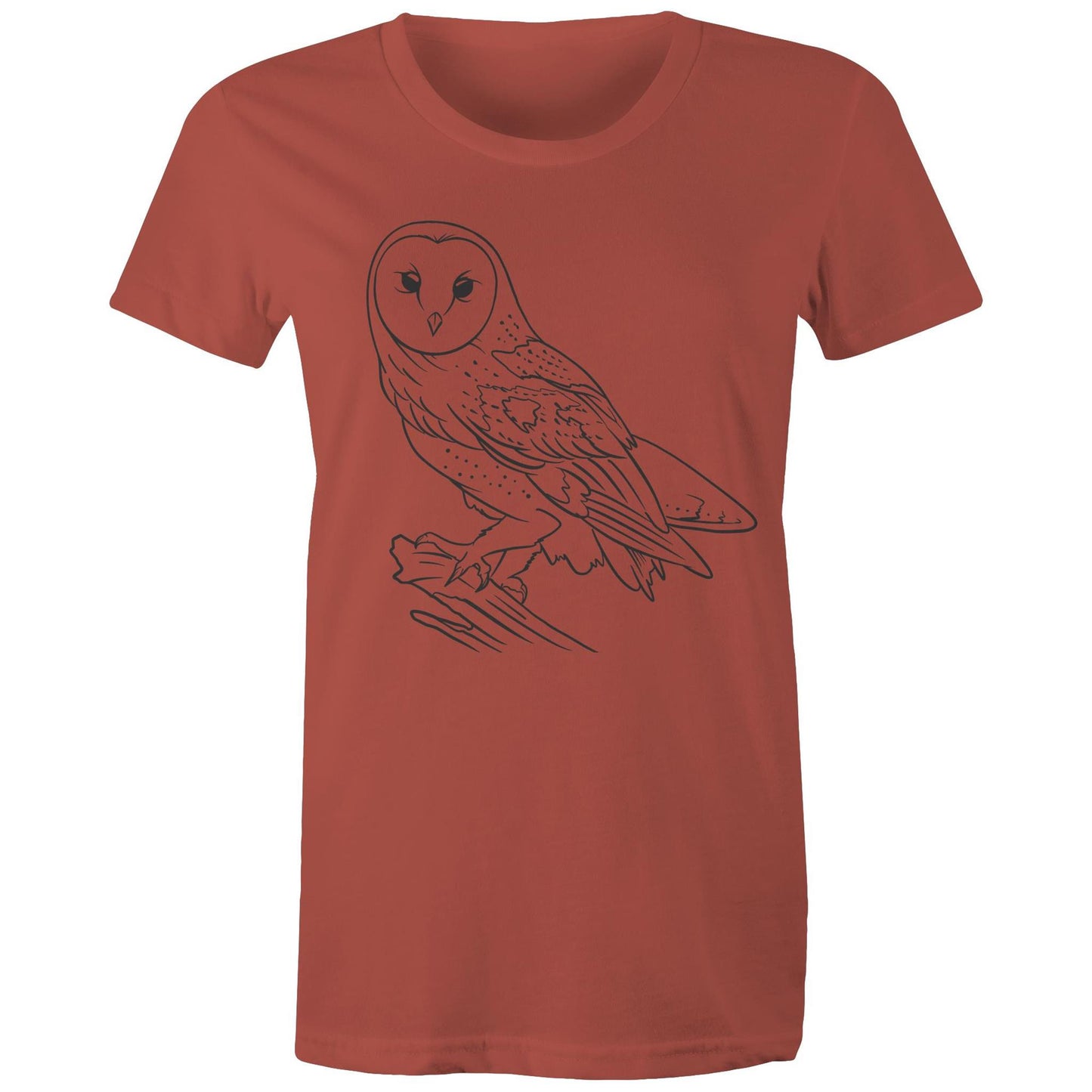 Earthfolk Printed T shirt - Women's Relaxed Fit - Owl Sketch - The Crescent Moon