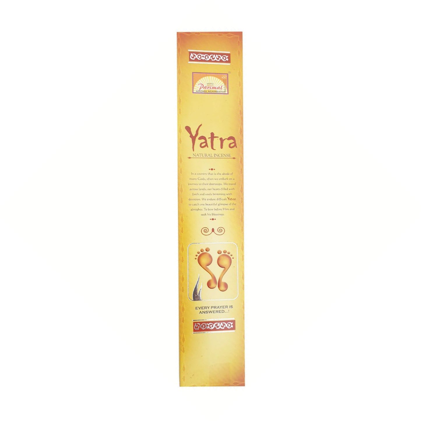 Yatra incense stick packaging on a white background