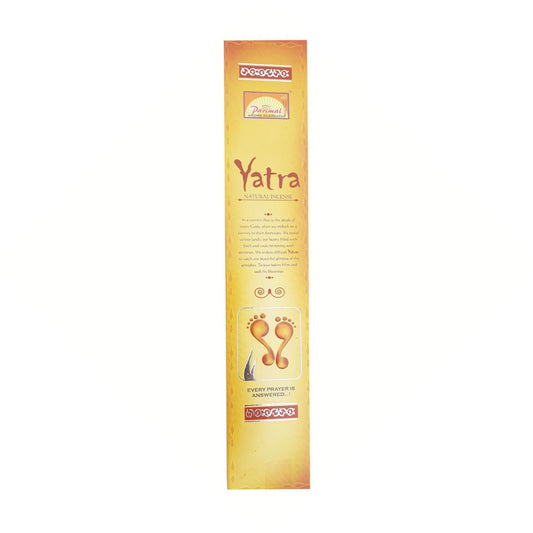 Yatra incense stick packaging on a white background