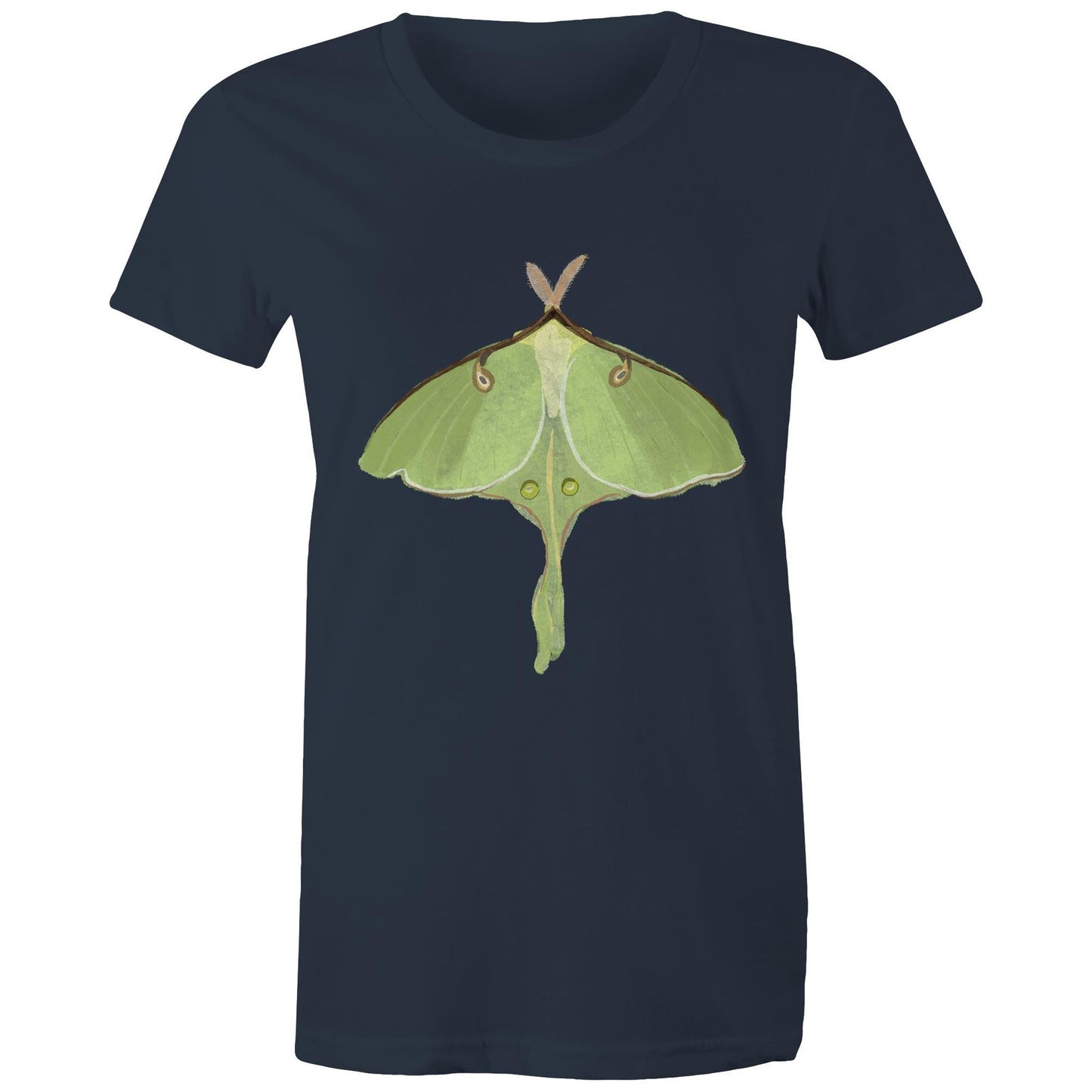 Earthfolk Printed T shirt - Women's Relaxed Fit - Luna Moth - The Crescent Moon