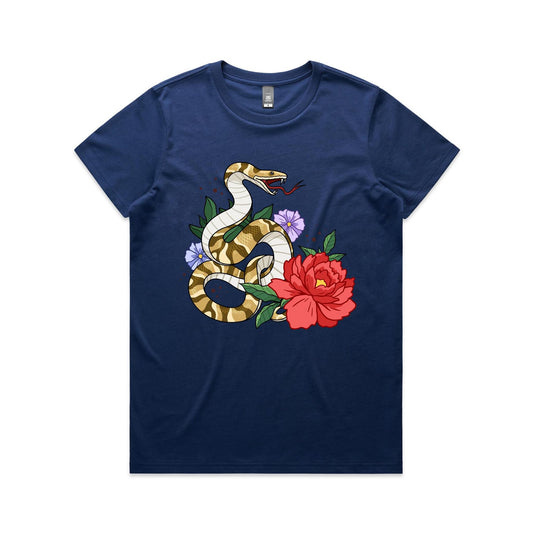 Women's Earthfolk T-shirt - Snake Print - Danger in Beauty