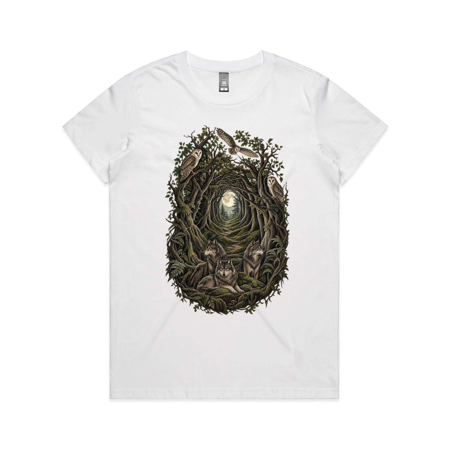 Women's Owl and Wolf Woodland Graphic T-shirt