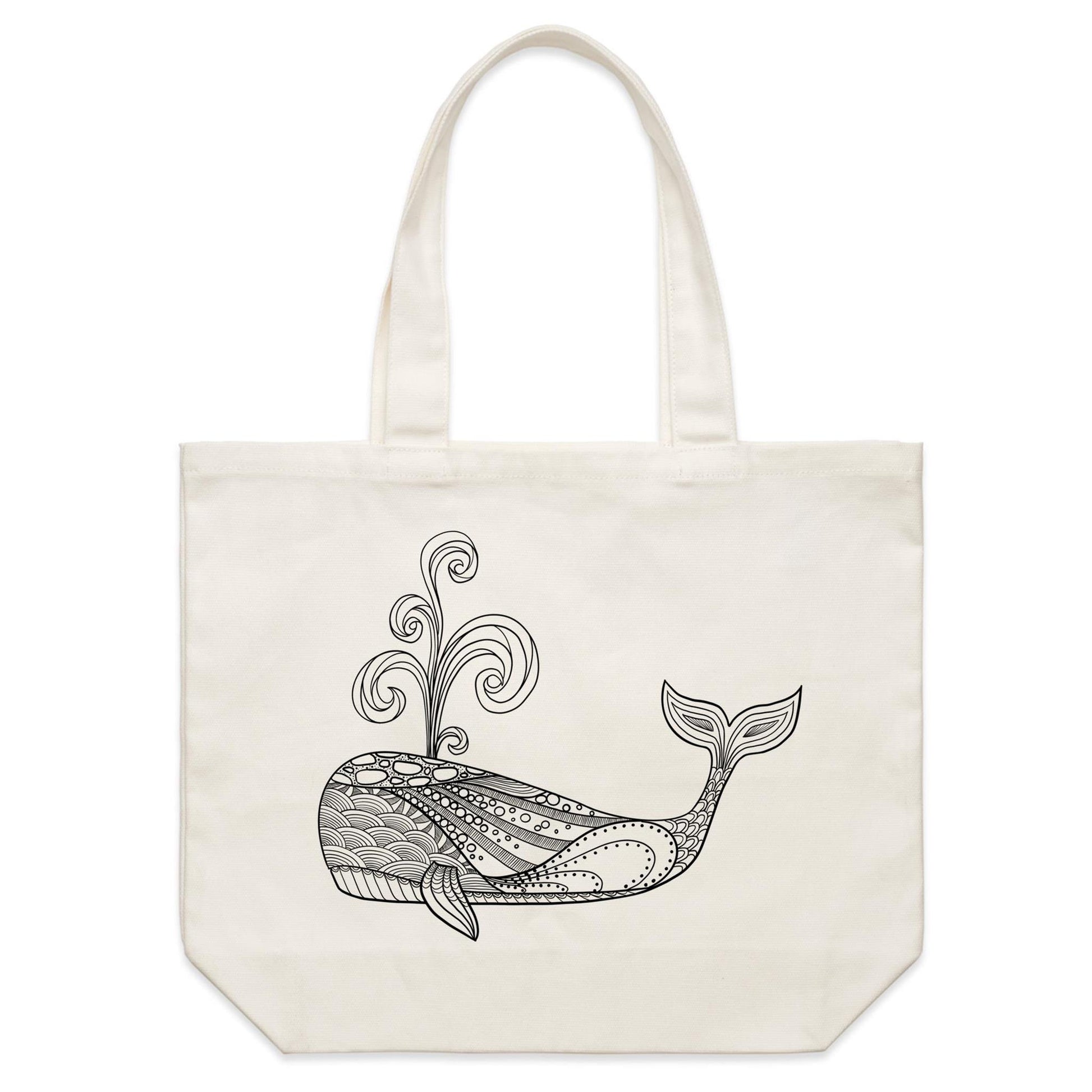 Earthfolk Canvas Tote Bag - Hand Drawn Whale - The Crescent Moon