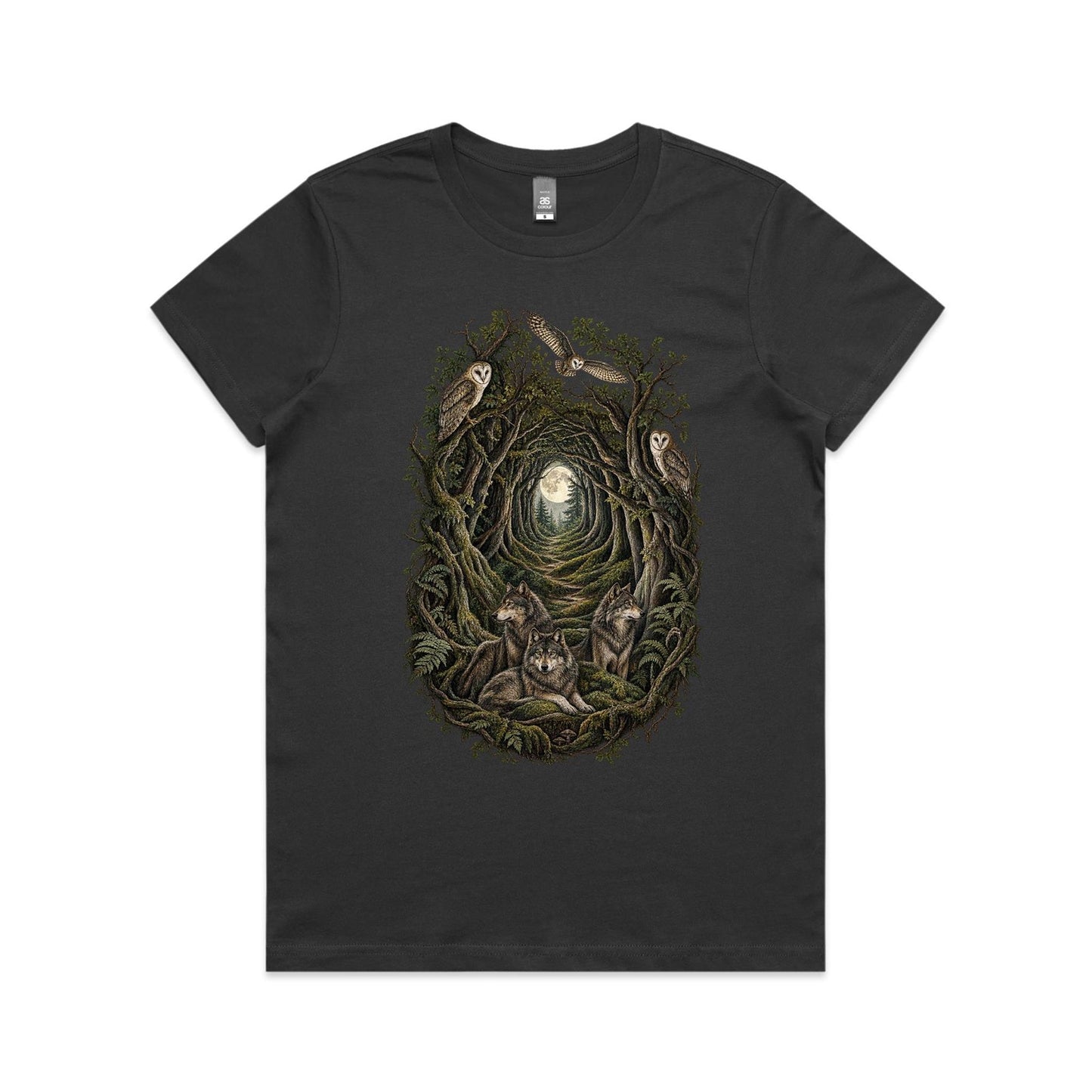 Women's Owl and Wolf Woodland Graphic T-shirt