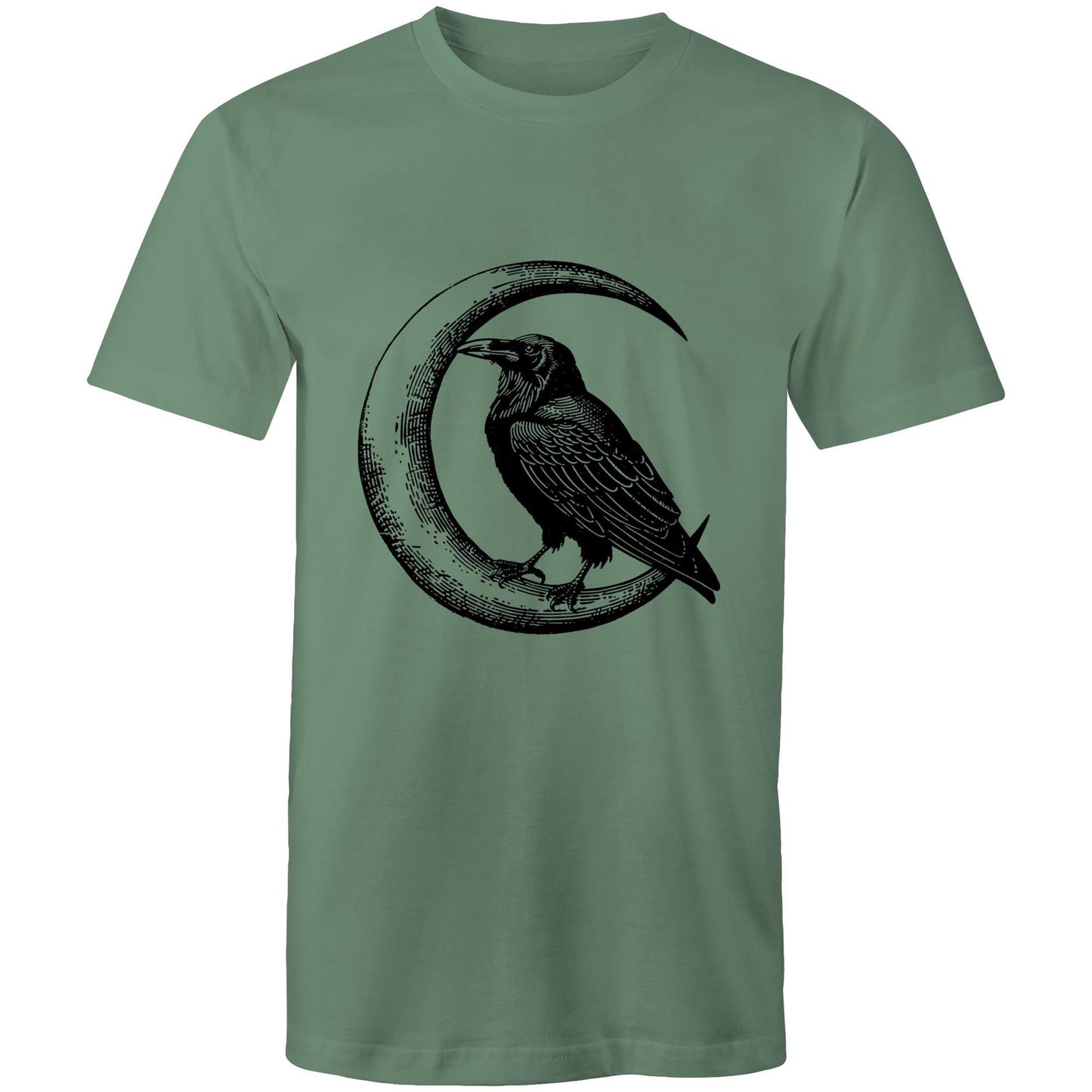 Men's Earthfolk Printed T shirt - Crow and Moon - The Crescent Moon