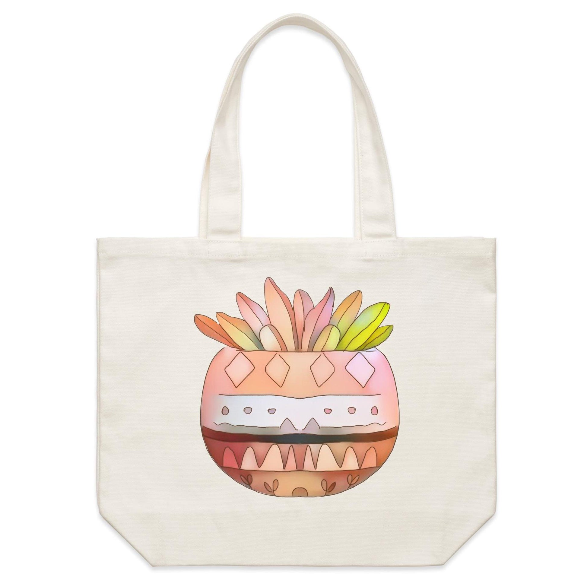 Earthfolk Canvas Tote Bag - Pretty Succulents - The Crescent Moon