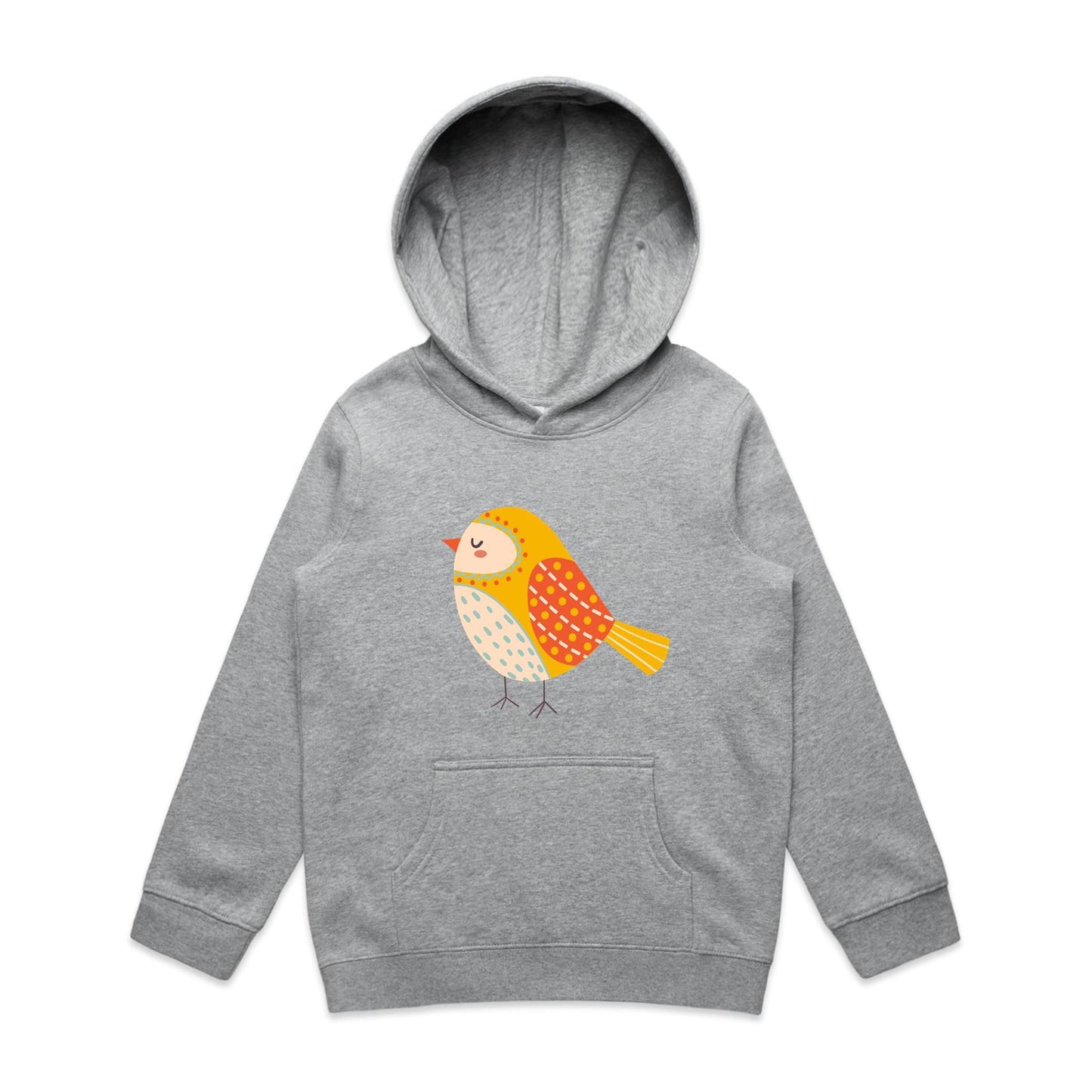 Kids Earthfolk Hoodie - Spotted Birdy Orange - The Crescent Moon