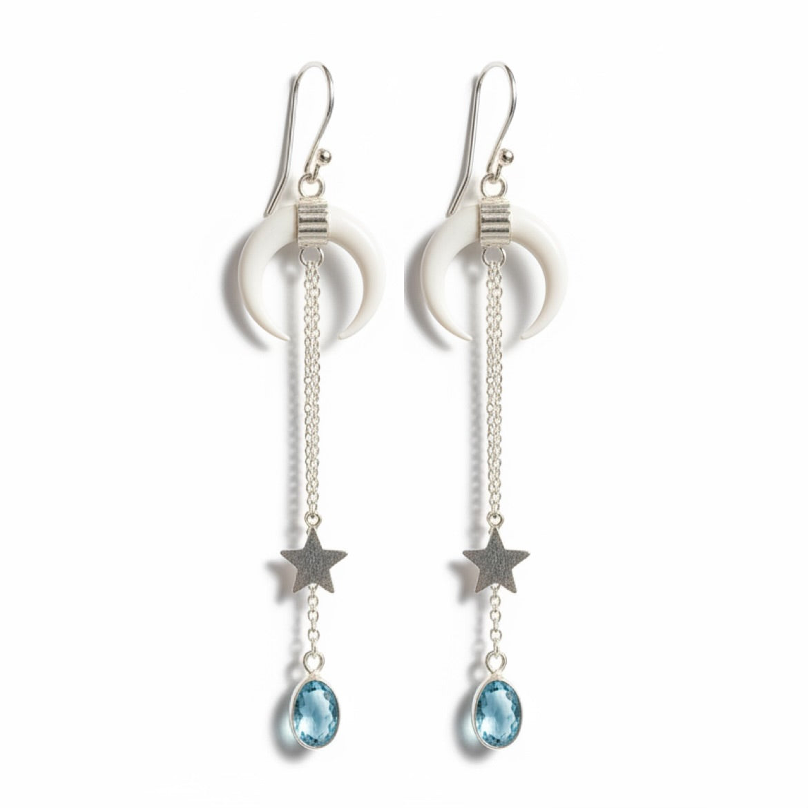 Sterling SIlver Drop earrings with Topaz
