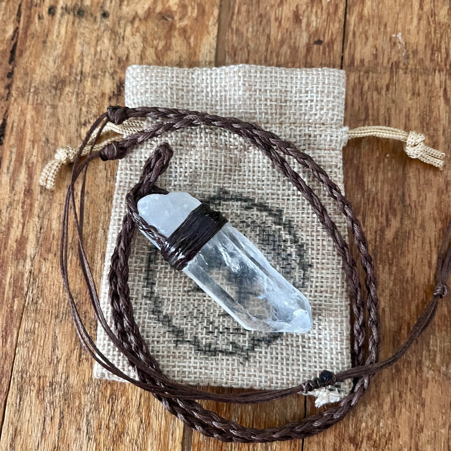 Tribe Talisman Macrame Necklace - Clear Quartz Natural