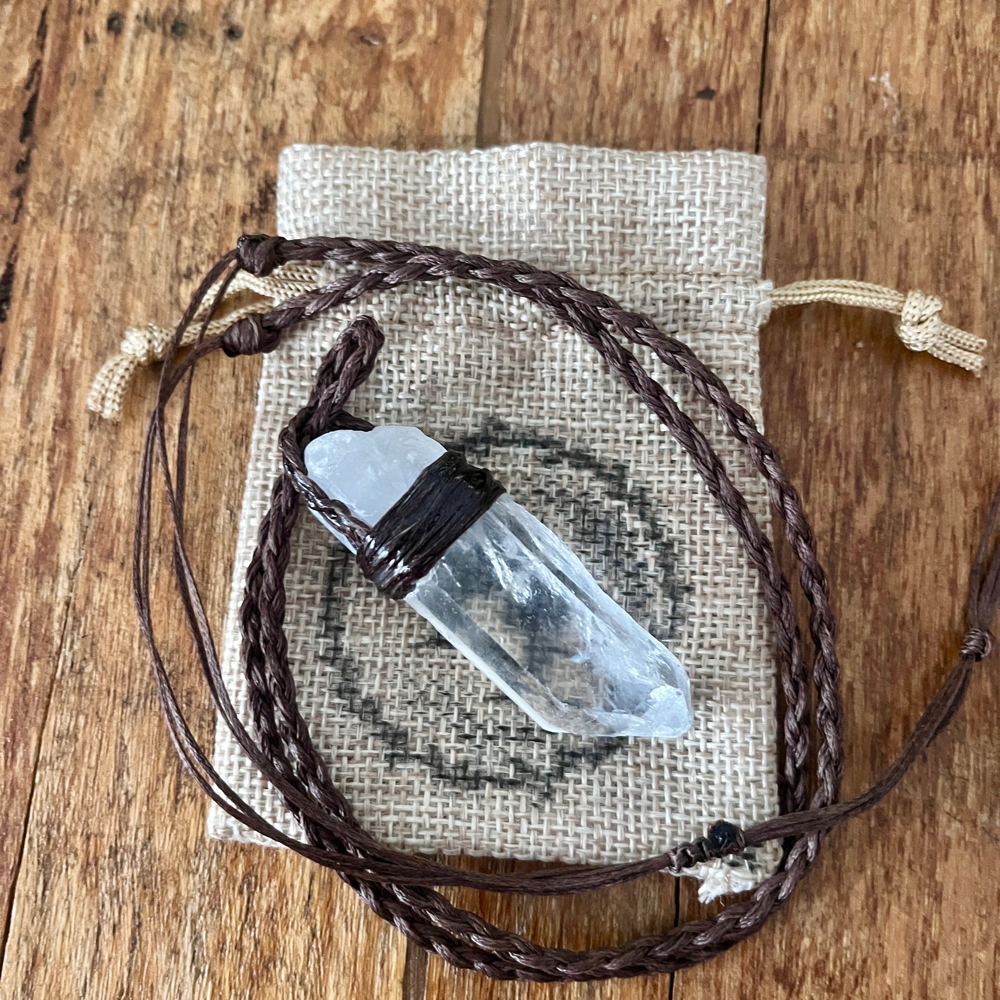 Tribe Talisman Macrame Necklace - Clear Quartz Natural