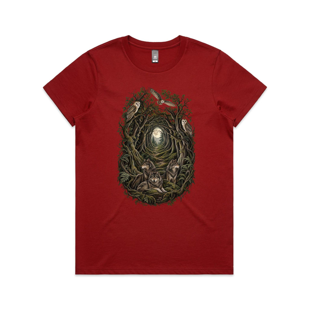 Women's Owl and Wolf Woodland Graphic T-shirt