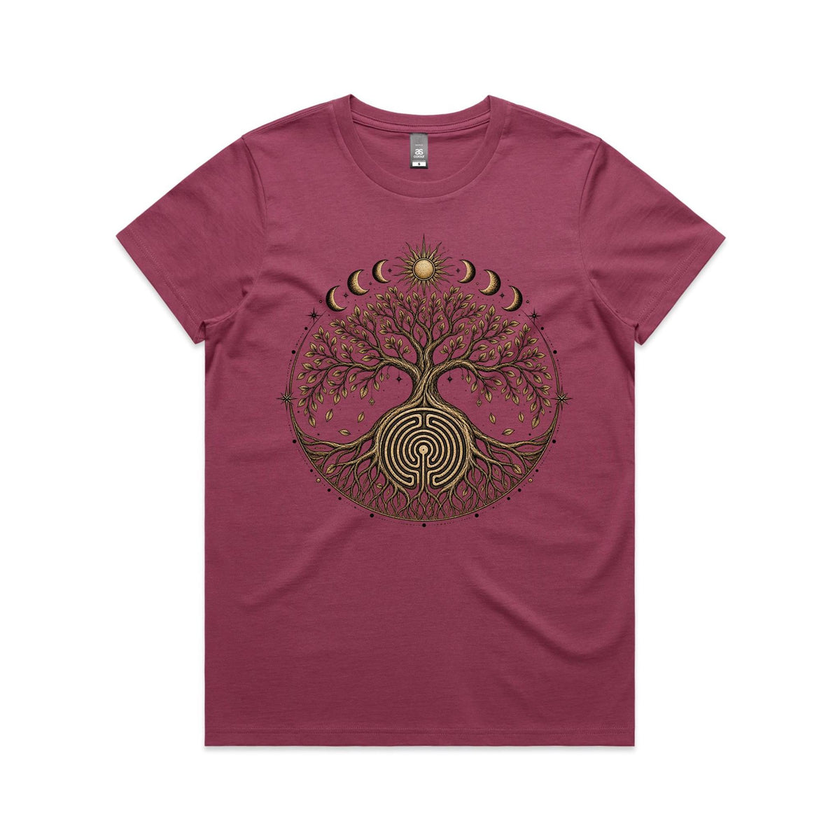 Women's Earthfolk Tree of Life Labyrinth Graphic T-Shirt