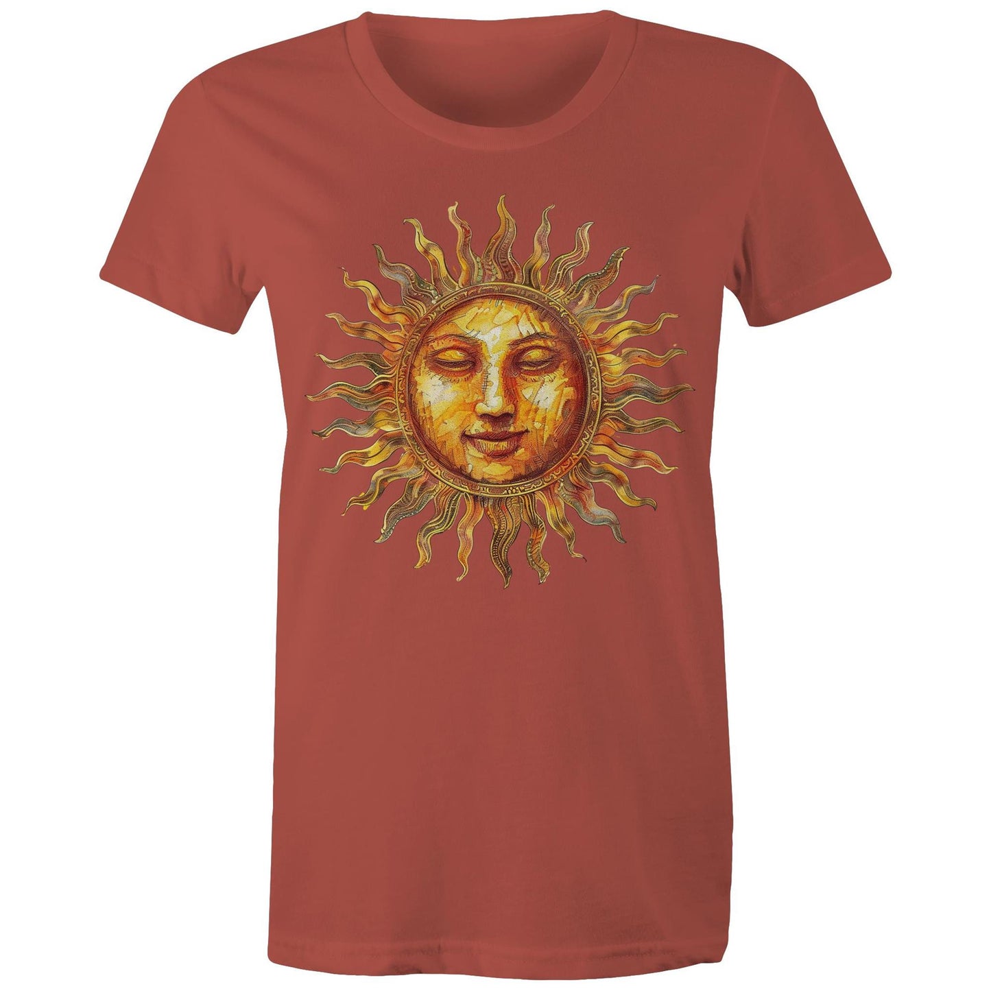 Earthfolk Printed T shirt - Women's Relaxed Fit - Majestic Sun - The Crescent Moon