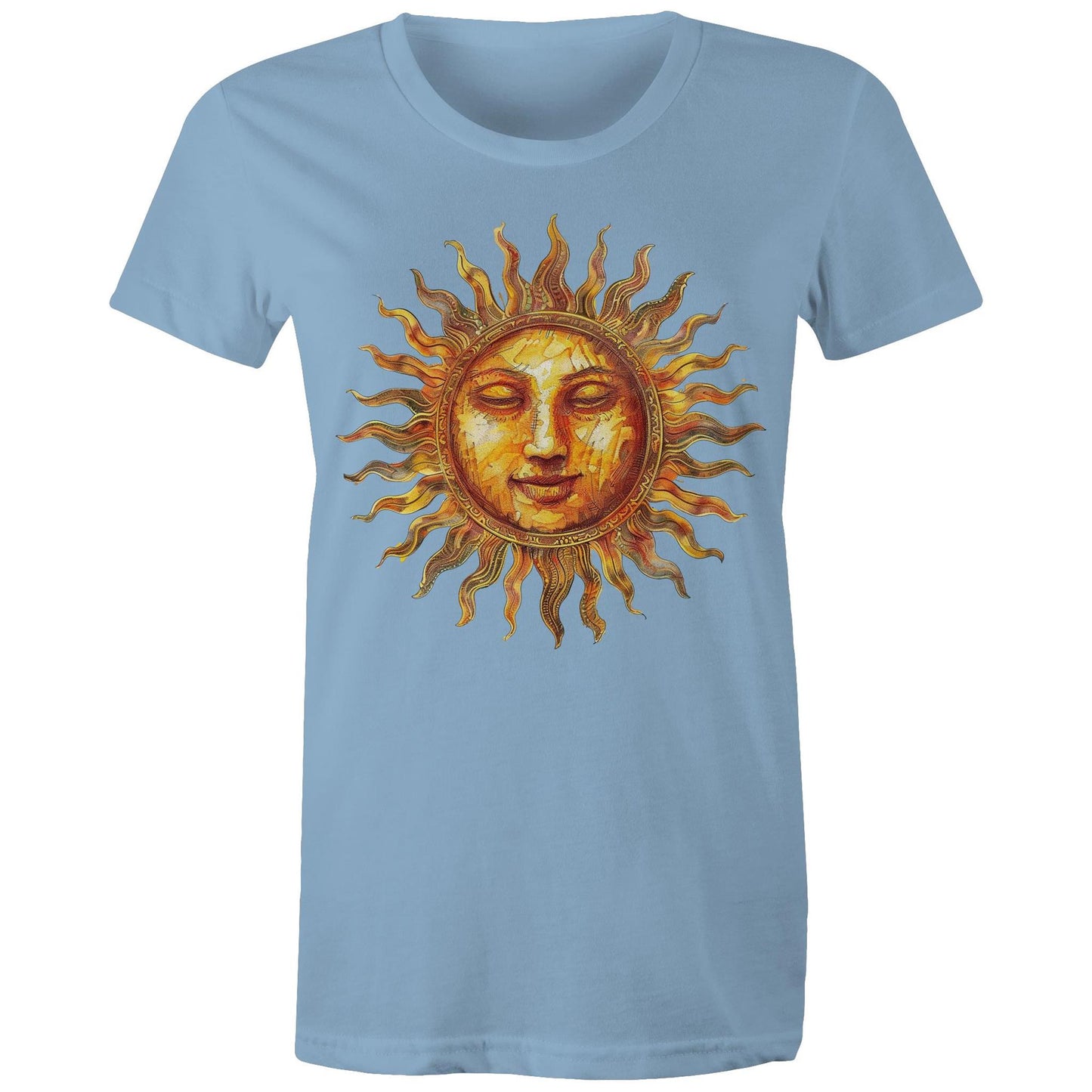 Earthfolk Printed T shirt - Women's Relaxed Fit - Majestic Sun - The Crescent Moon