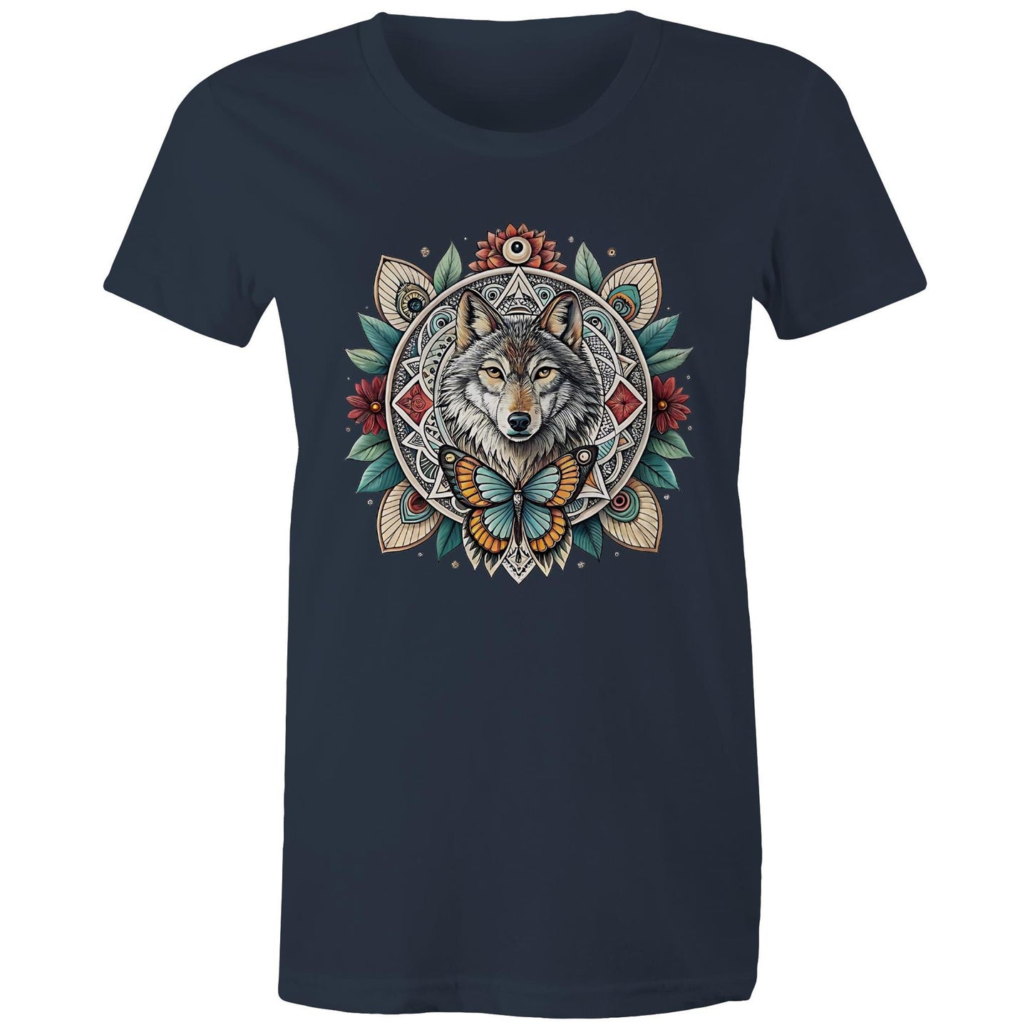 Women's Earthfolk T shirt - Wolf Mandala