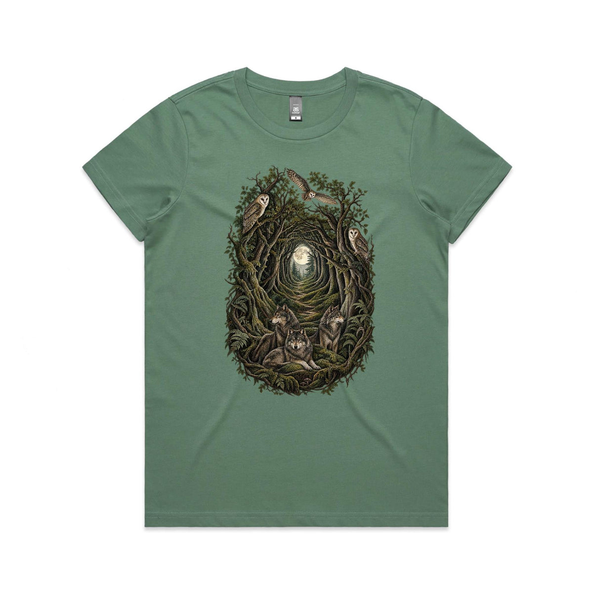 Women's Owl and Wolf Woodland Graphic T-shirt
