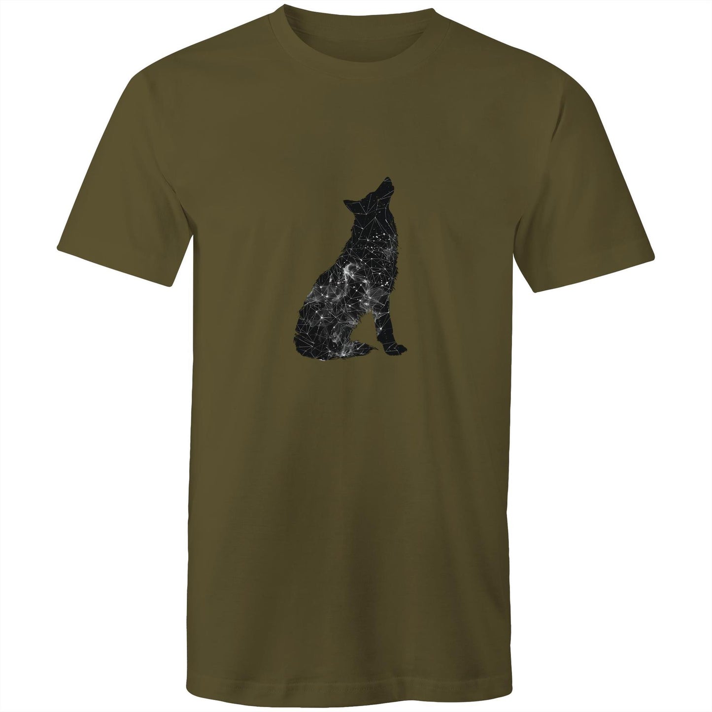 Men's Earthfolk Printed T shirt - Constellation Wolf - The Crescent Moon