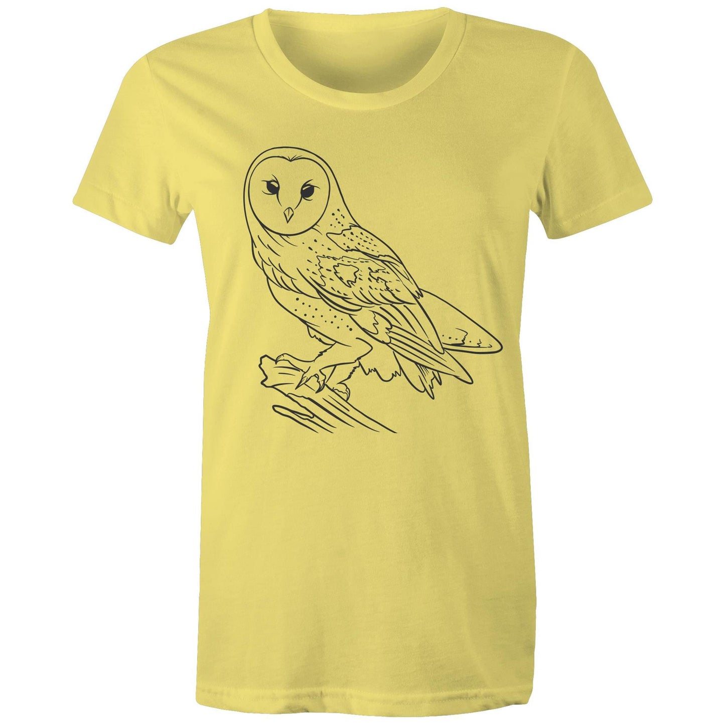 Earthfolk Printed T shirt - Women's Relaxed Fit - Owl Sketch - The Crescent Moon