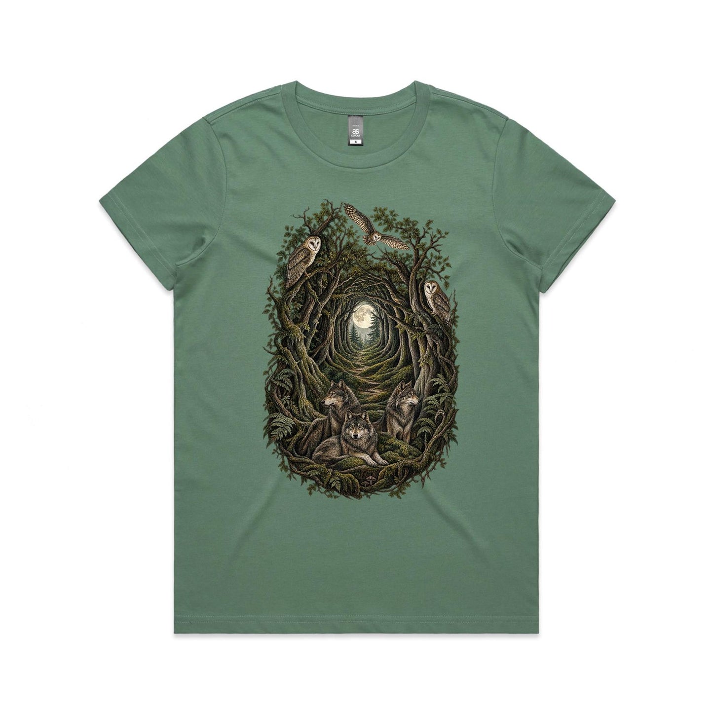 Women's Owl and Wolf Woodland Graphic T-shirt