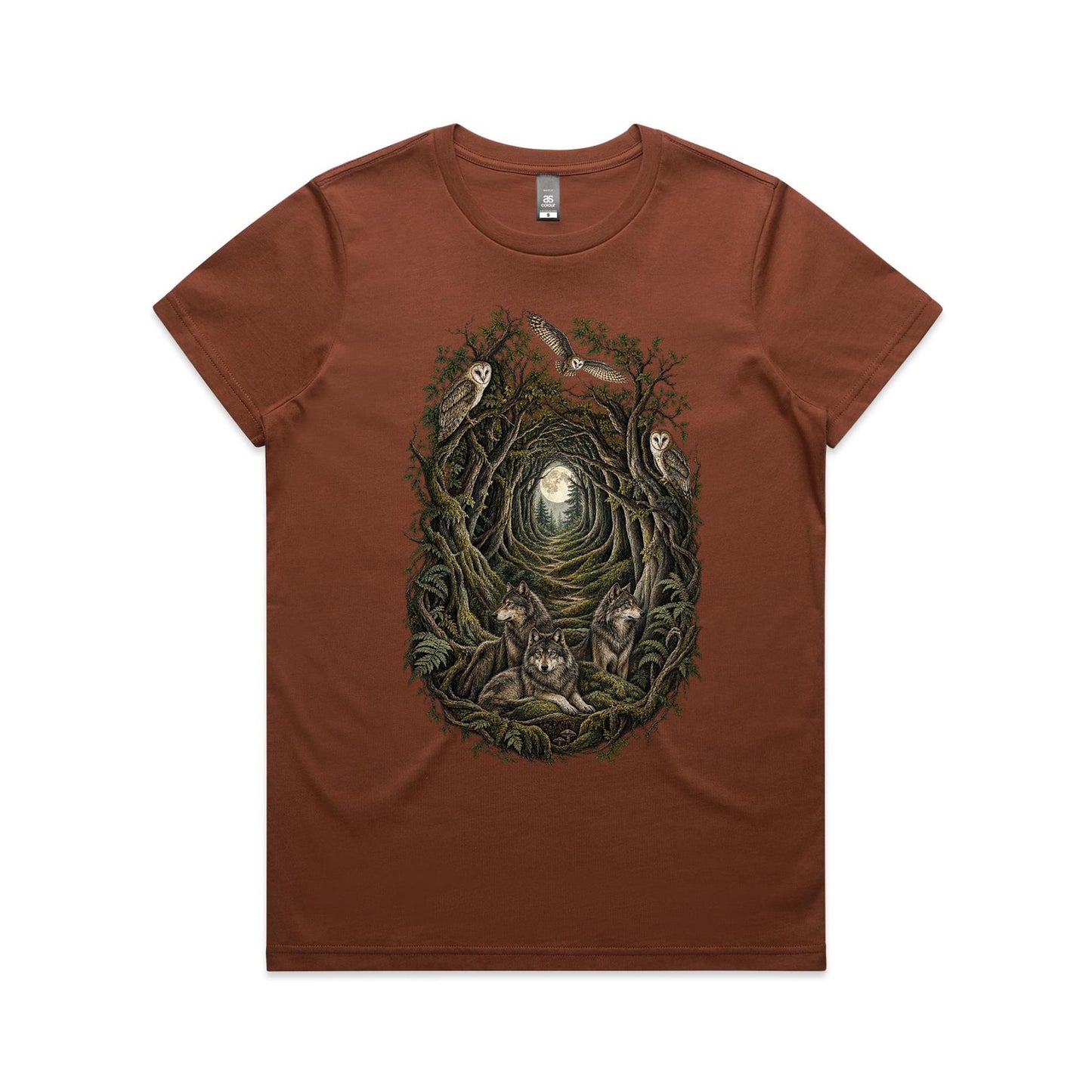 Women's Owl and Wolf Woodland Graphic T-shirt