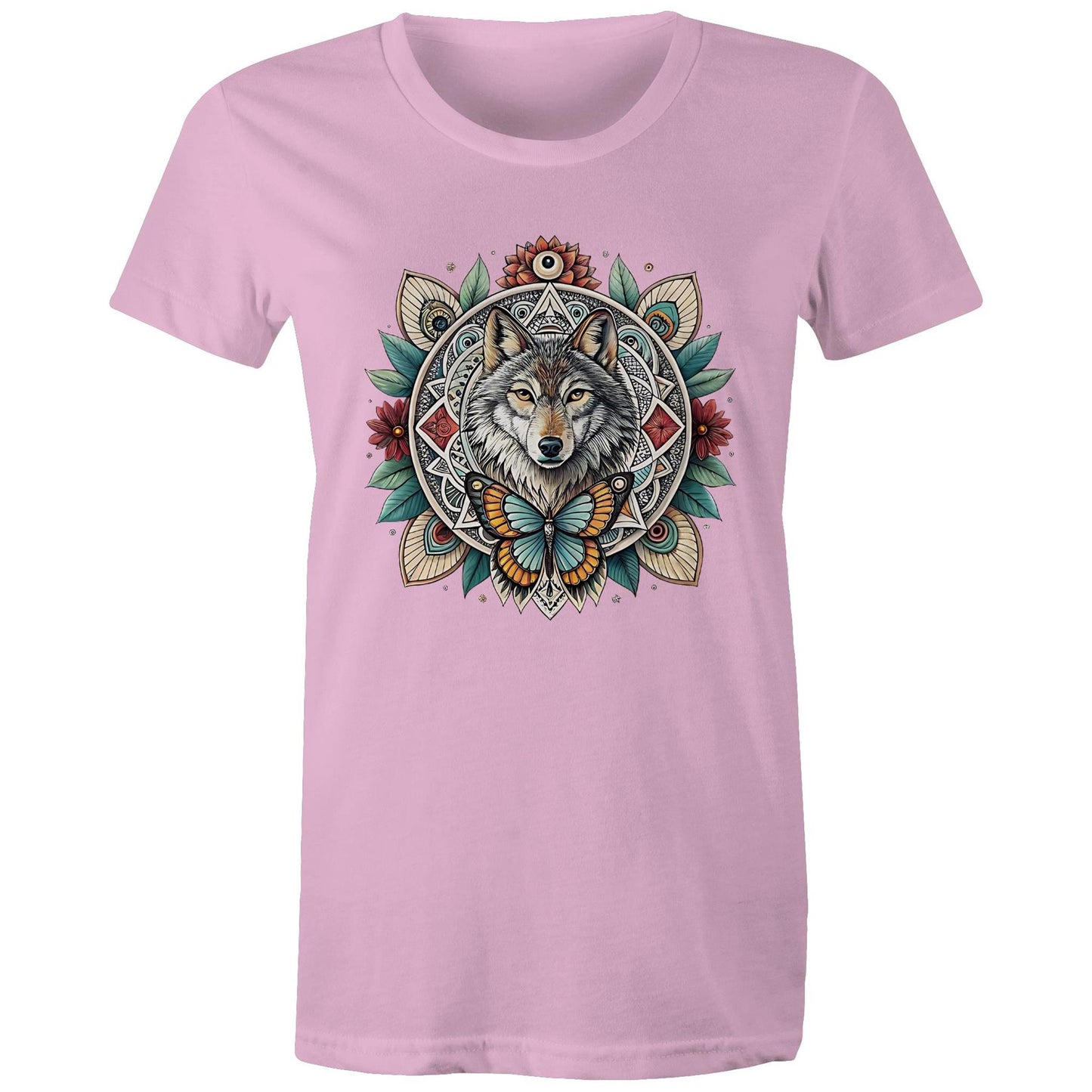 Women's Earthfolk T shirt - Wolf Mandala