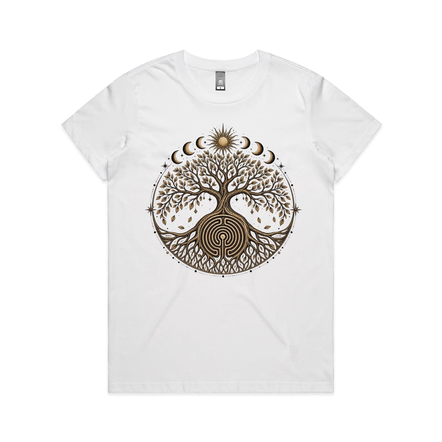 Women's Earthfolk Tree of Life Labyrinth Graphic T-Shirt
