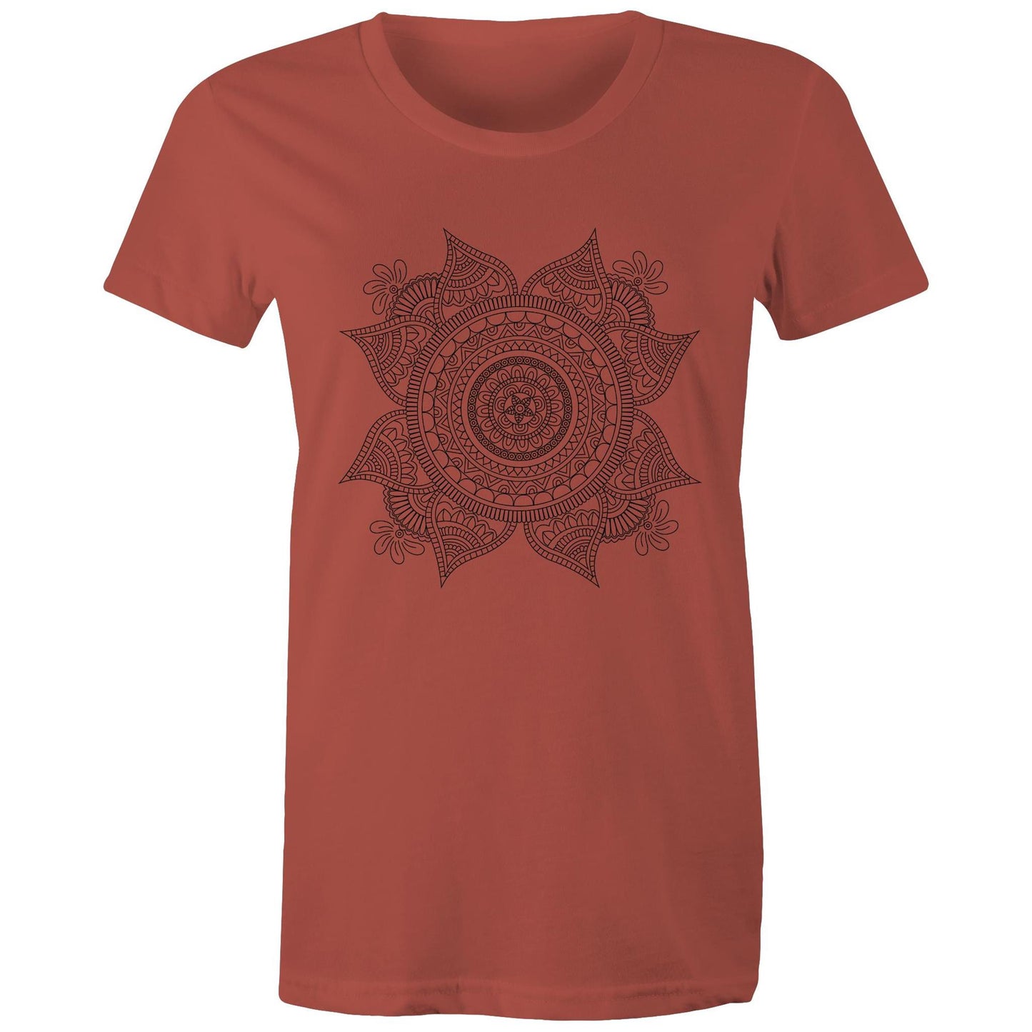 Women's Earthfolk T shirt - Mandala Mono - The Crescent Moon