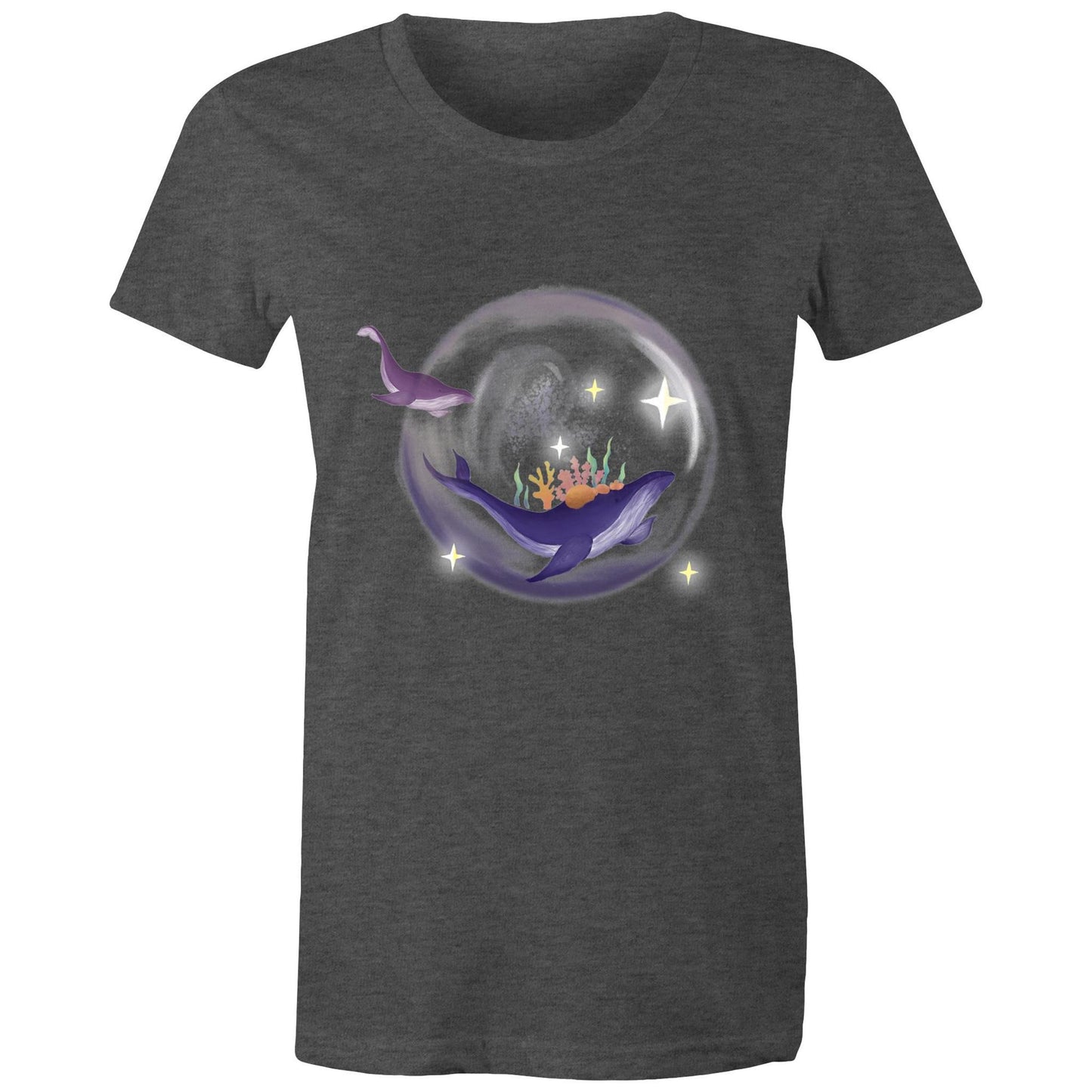Women's T-shirt by Earthfolk - Crystal Ball Whale - The Crescent Moon