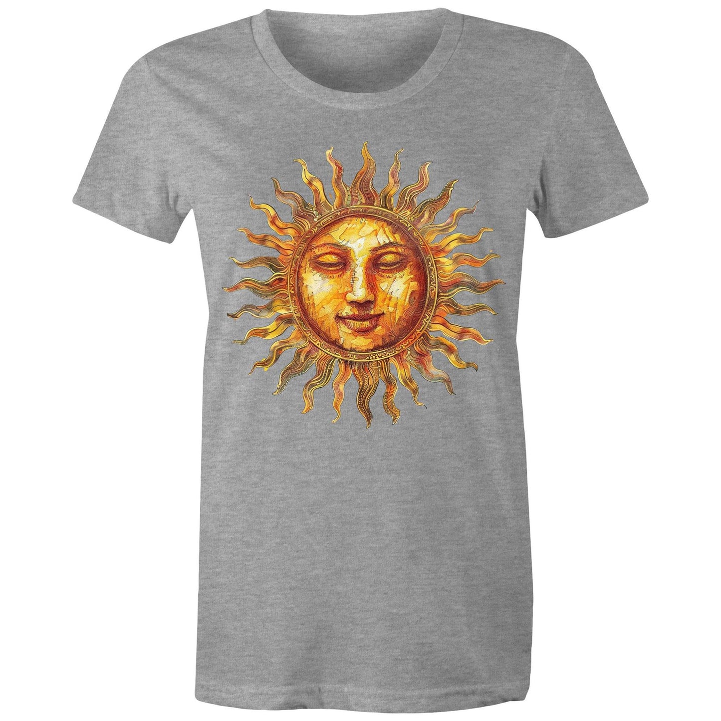 Earthfolk Printed T shirt - Women's Relaxed Fit - Majestic Sun - The Crescent Moon