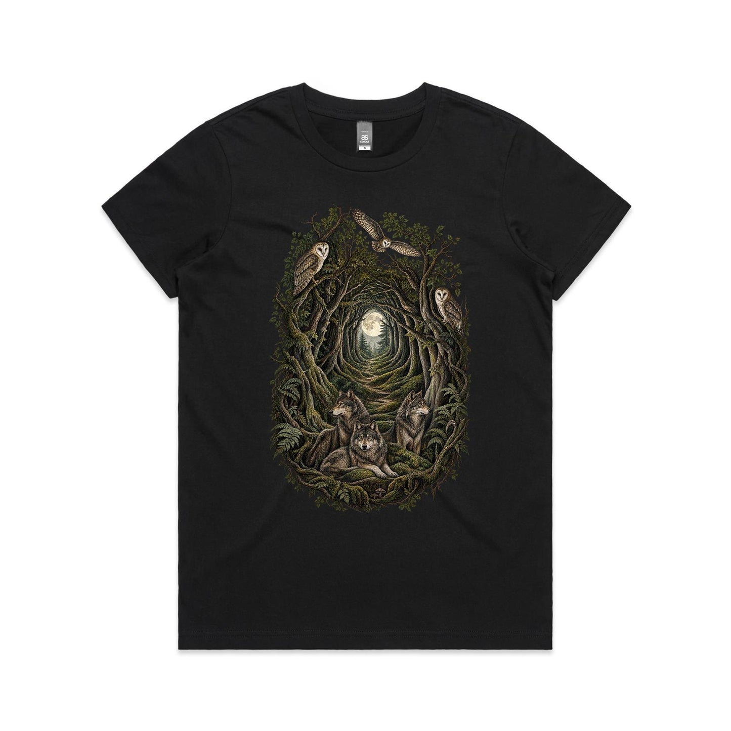 Women's Owl and Wolf Woodland Graphic T-shirt