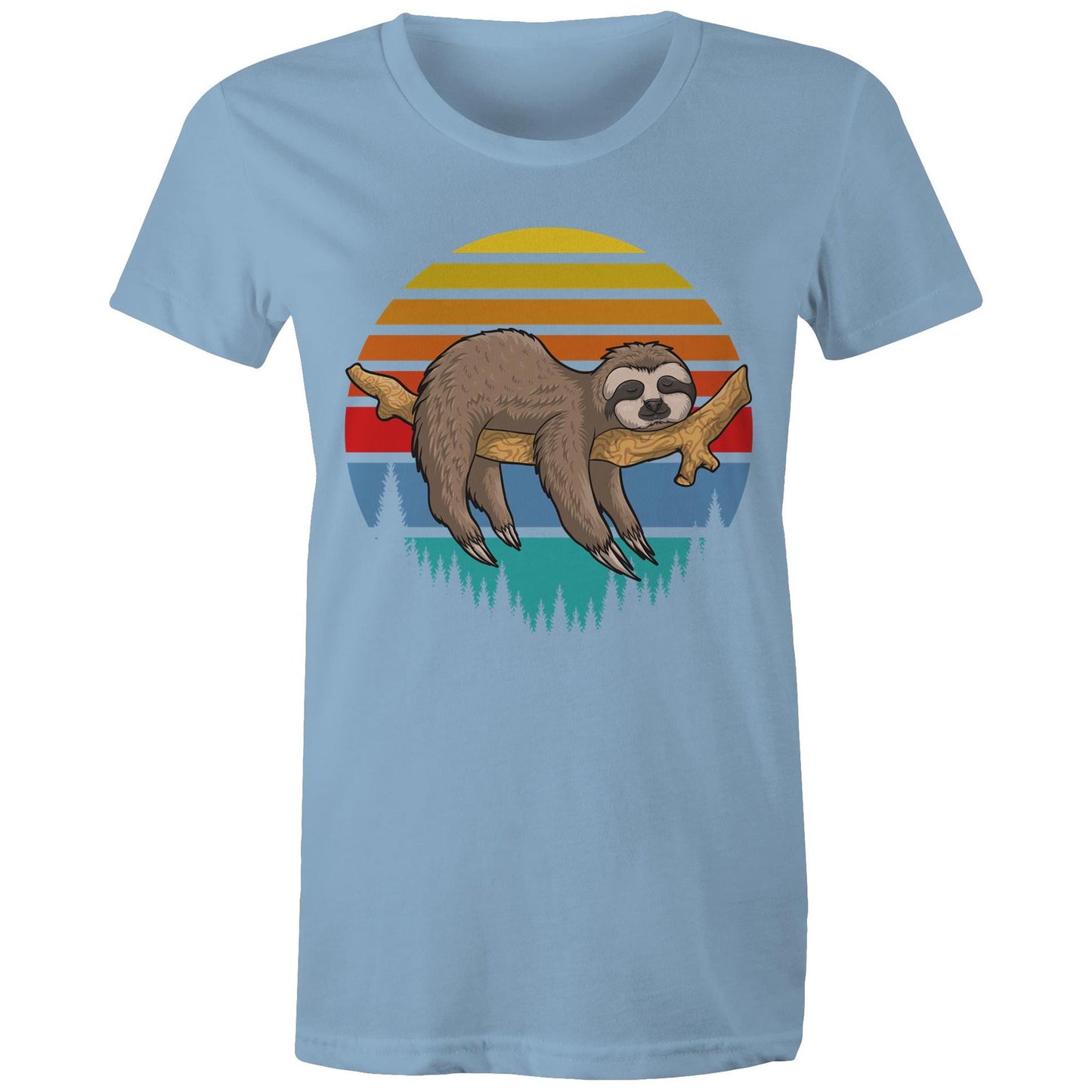 Women's Earthfolk Printed T shirt - Sleepy Sloth - The Crescent Moon