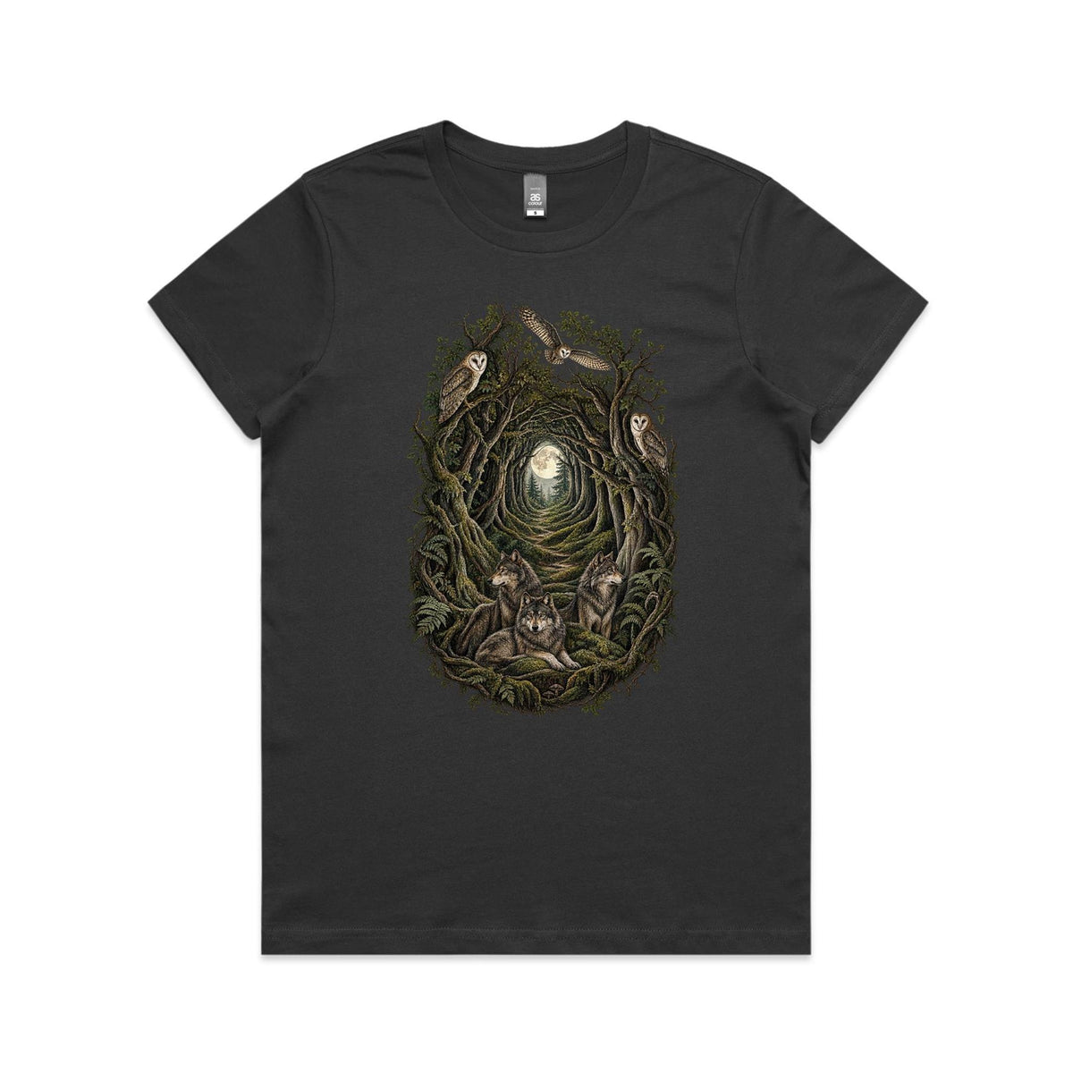 Women's Owl and Wolf Woodland Graphic T-shirt