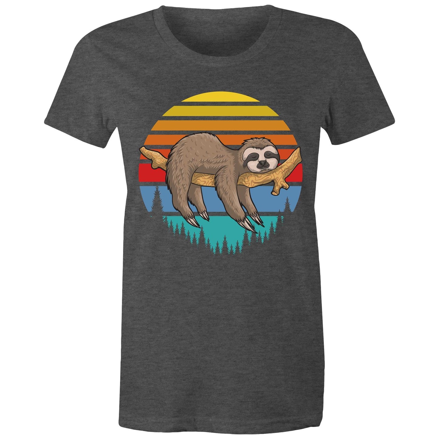 Women's Earthfolk Printed T shirt - Sleepy Sloth - The Crescent Moon