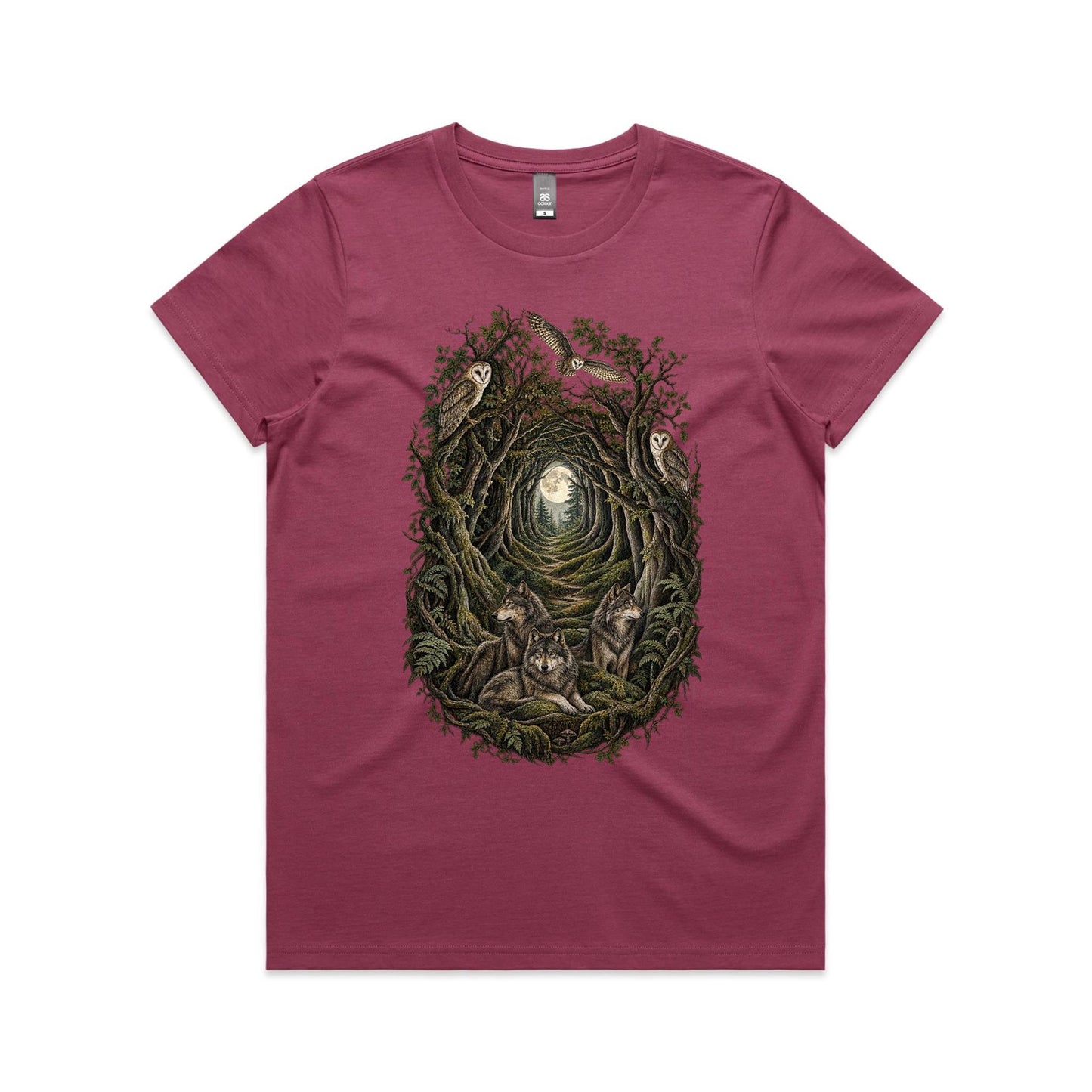 Women's Owl and Wolf Woodland Graphic T-shirt