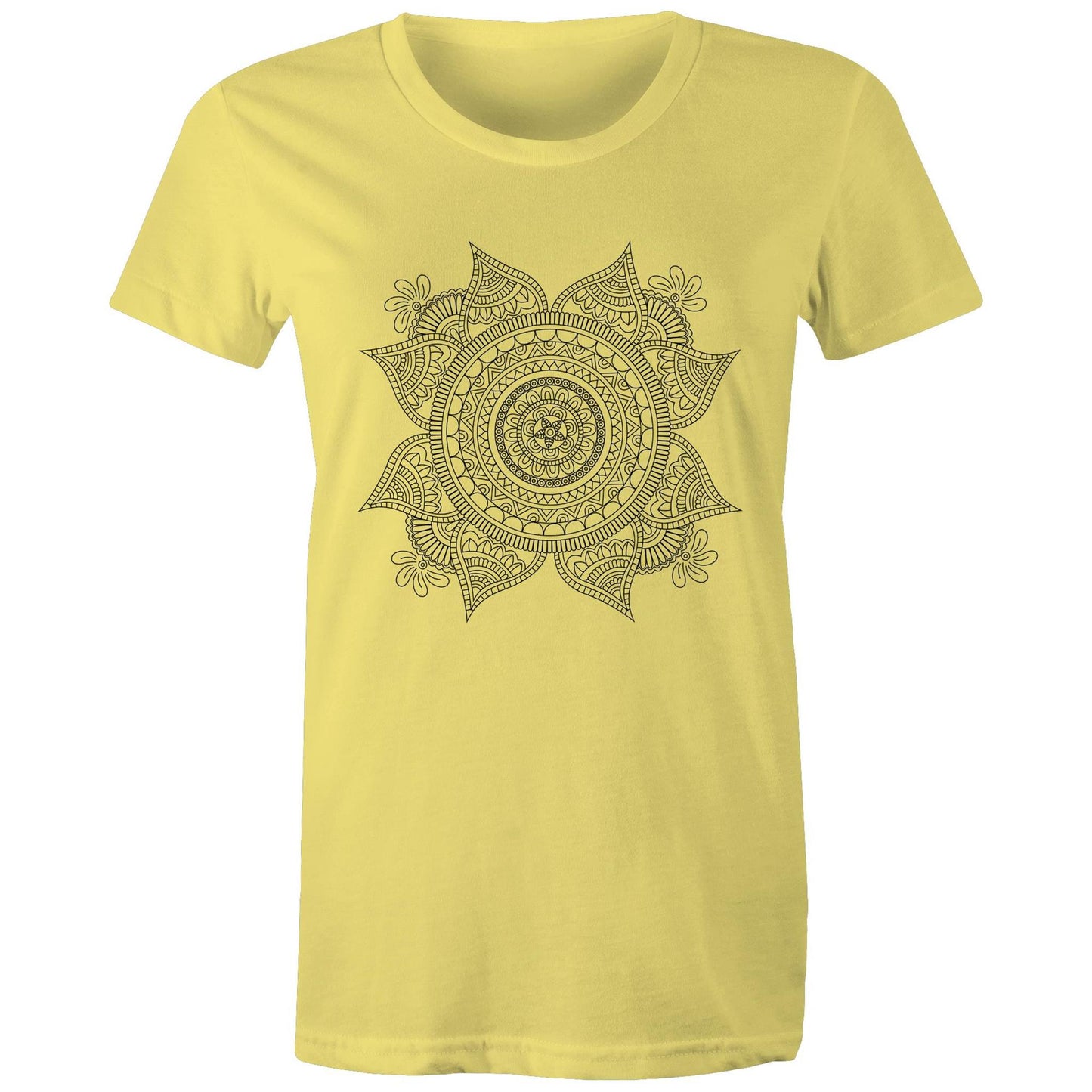 Women's Earthfolk T shirt - Mandala Mono - The Crescent Moon