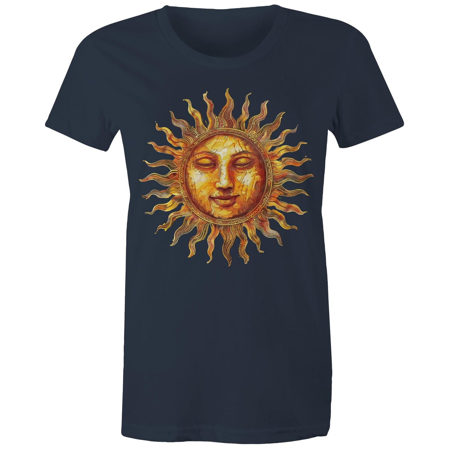 Earthfolk Printed T shirt - Women's Relaxed Fit - Majestic Sun - The Crescent Moon