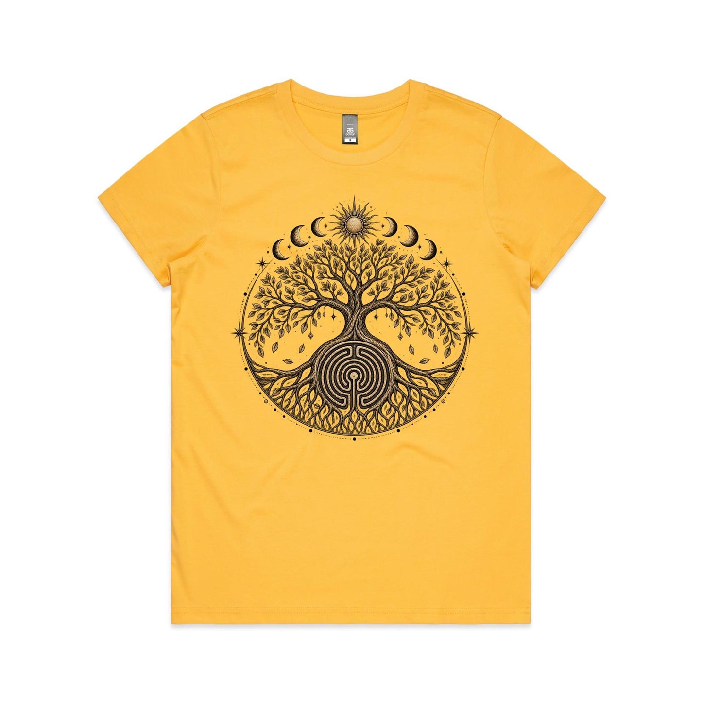 Women's Earthfolk Tree of Life Labyrinth Graphic T-Shirt