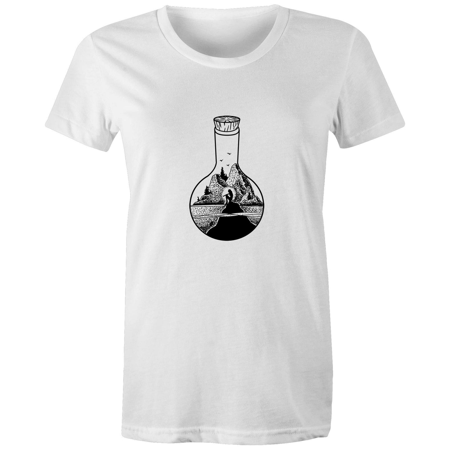 Women's Earthfolk t shirt - Mermaid in a bottle - The Crescent Moon