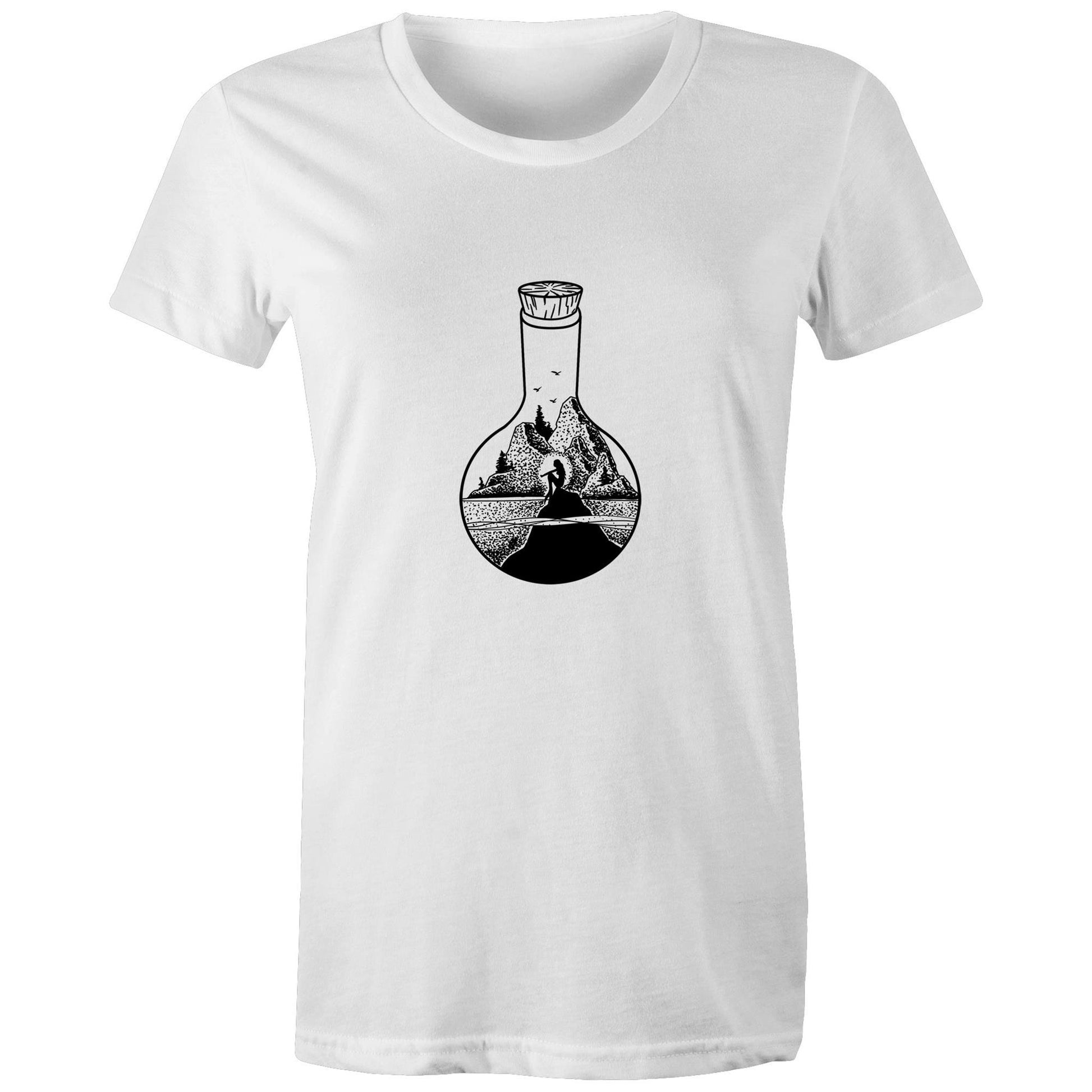 Women's Earthfolk t shirt - Mermaid in a bottle - The Crescent Moon