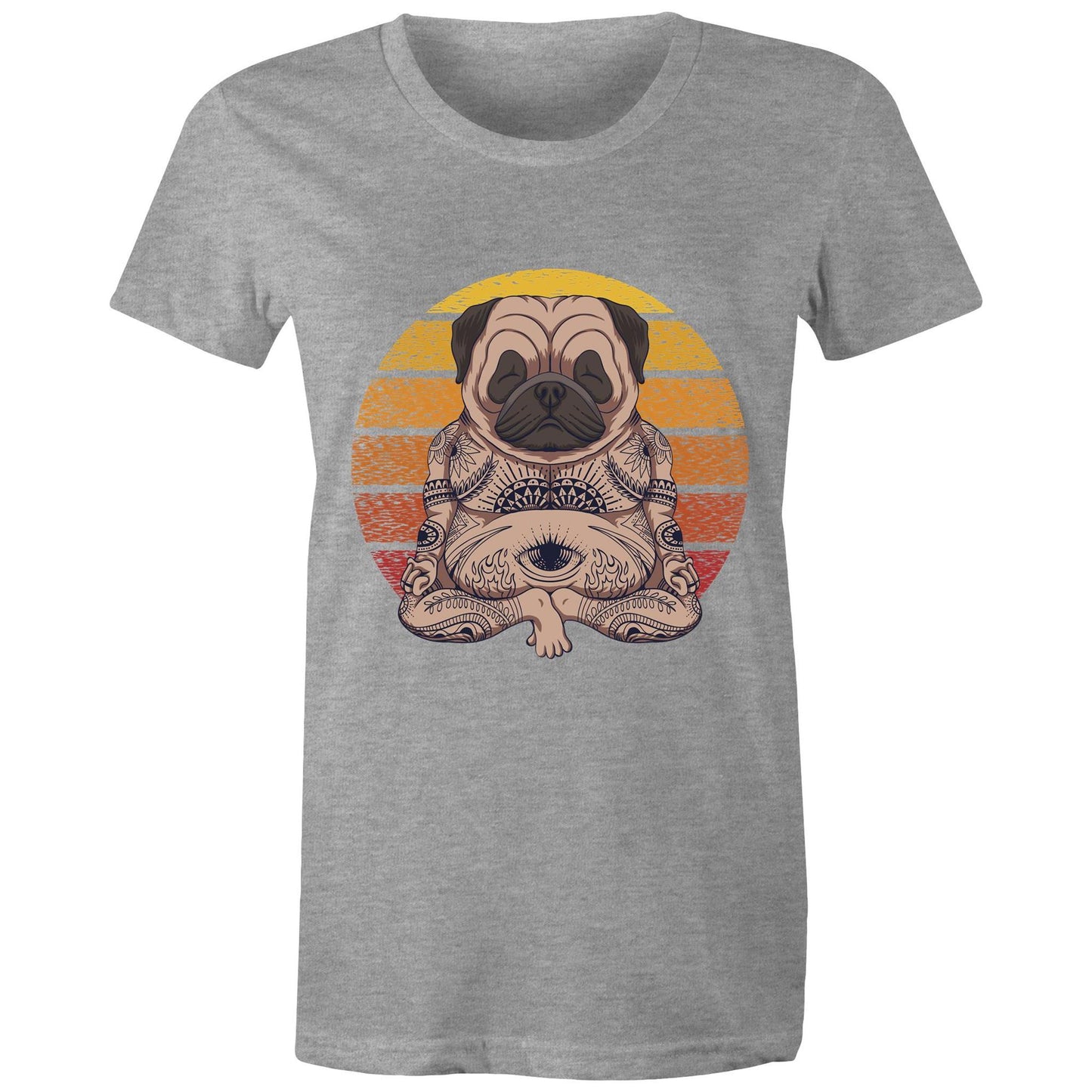 Women's Earthfolk Printed T shirt - Yoga Pug