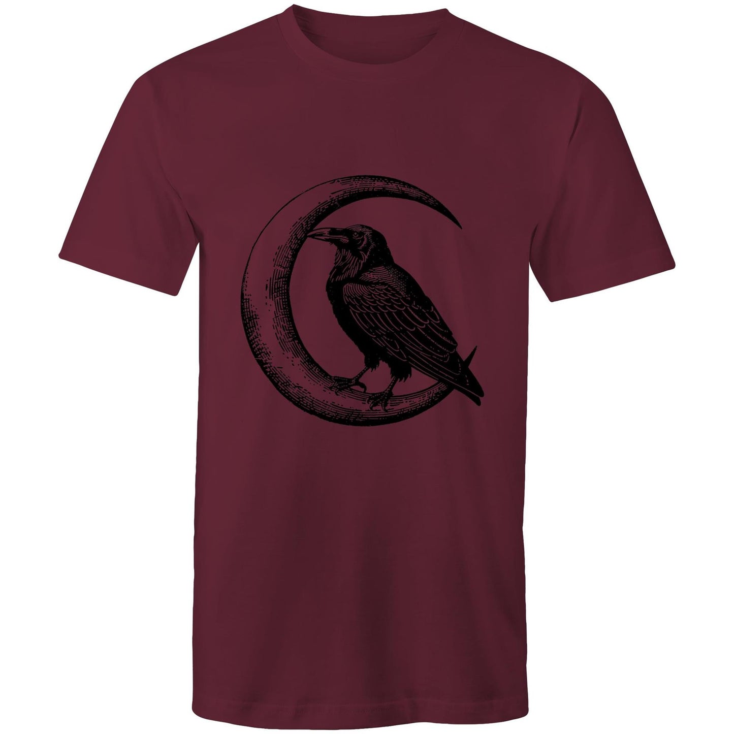 Men's Earthfolk Printed T shirt - Crow and Moon - The Crescent Moon