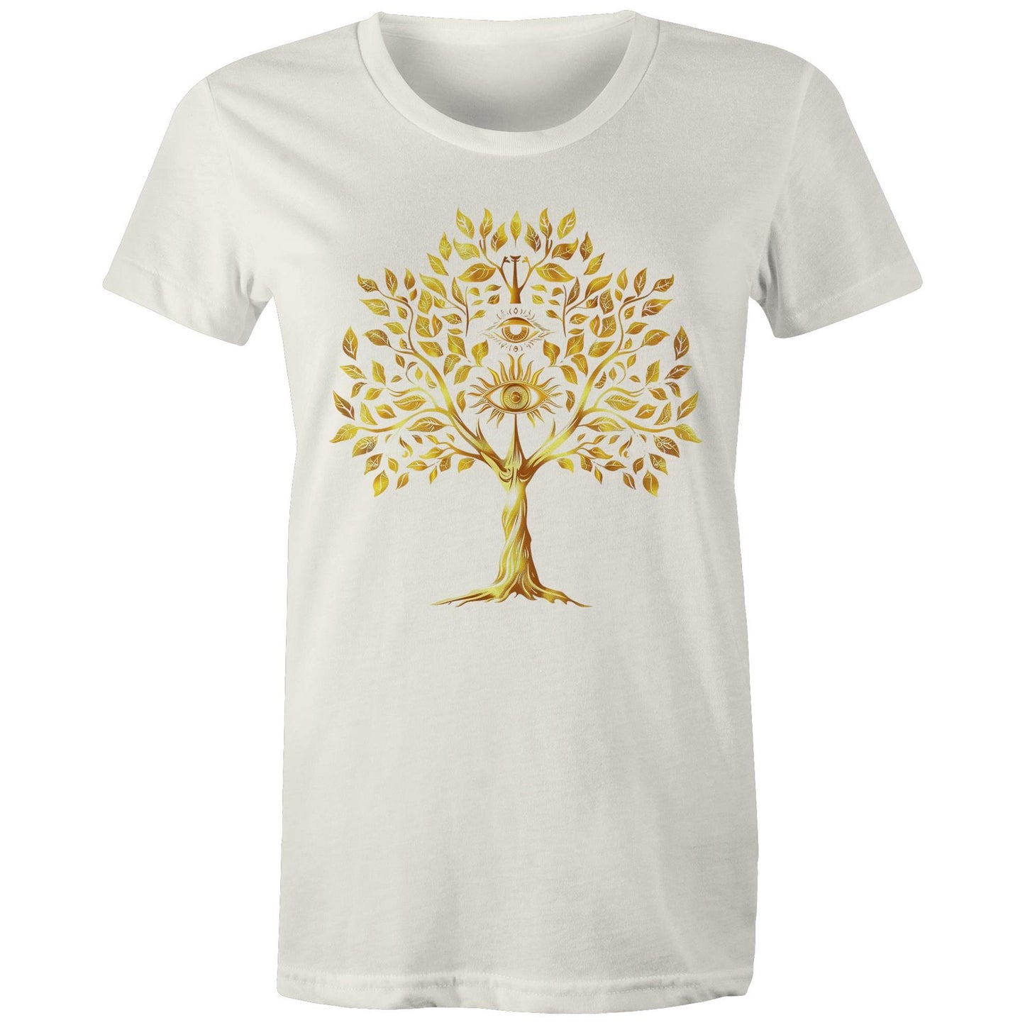 Earthfolk Printed Tshirt - Womans Relaxed Fit - Golden Tree