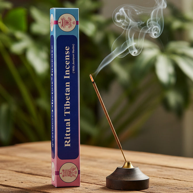 Ritual Tibetan Incense with packaging on a white background