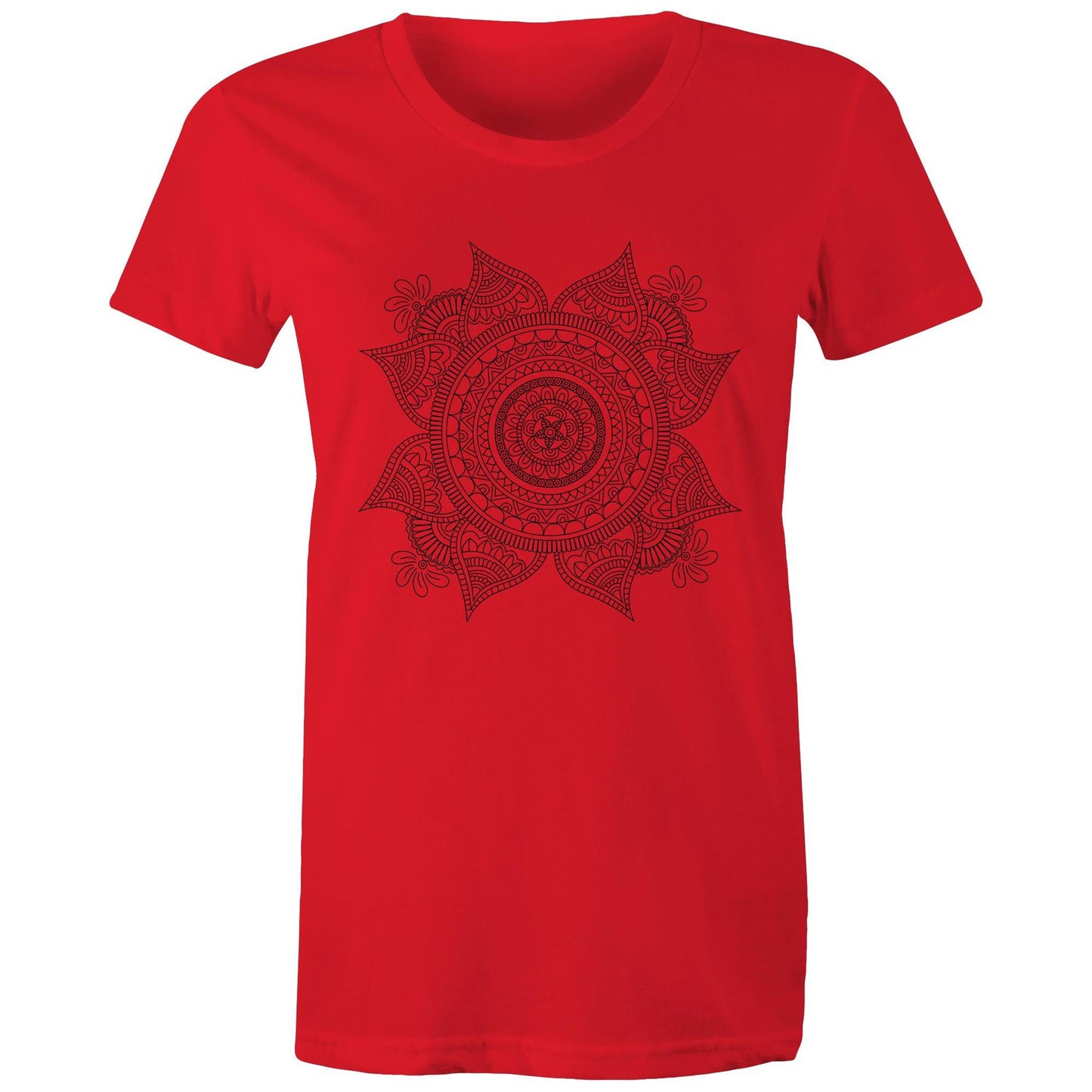 Women's Earthfolk T shirt - Mandala Mono - The Crescent Moon