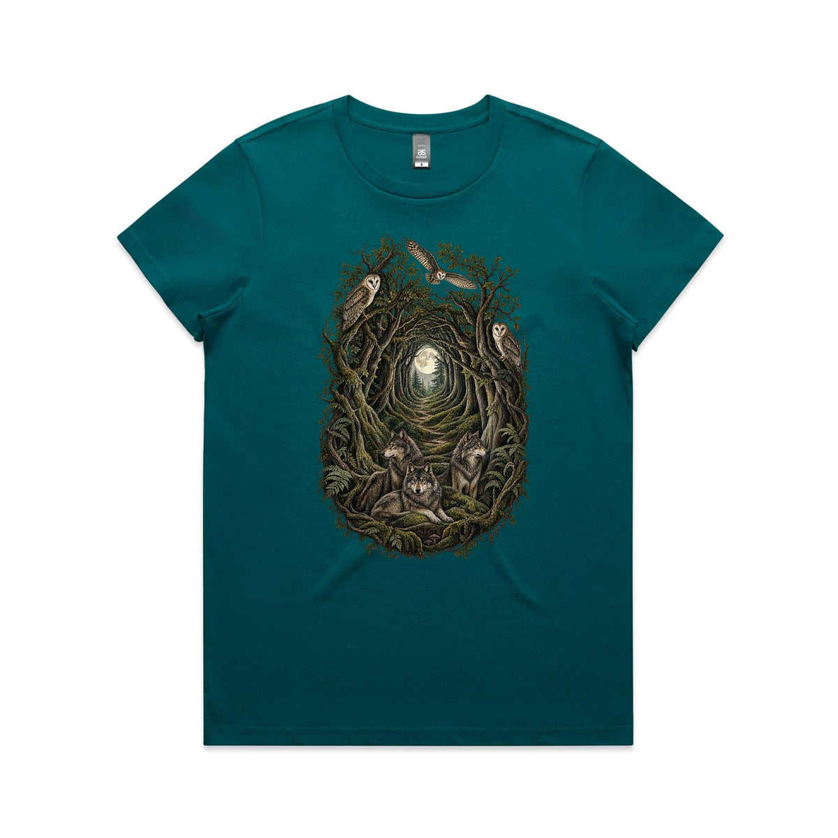 Women's Owl and Wolf Woodland Graphic T-shirt