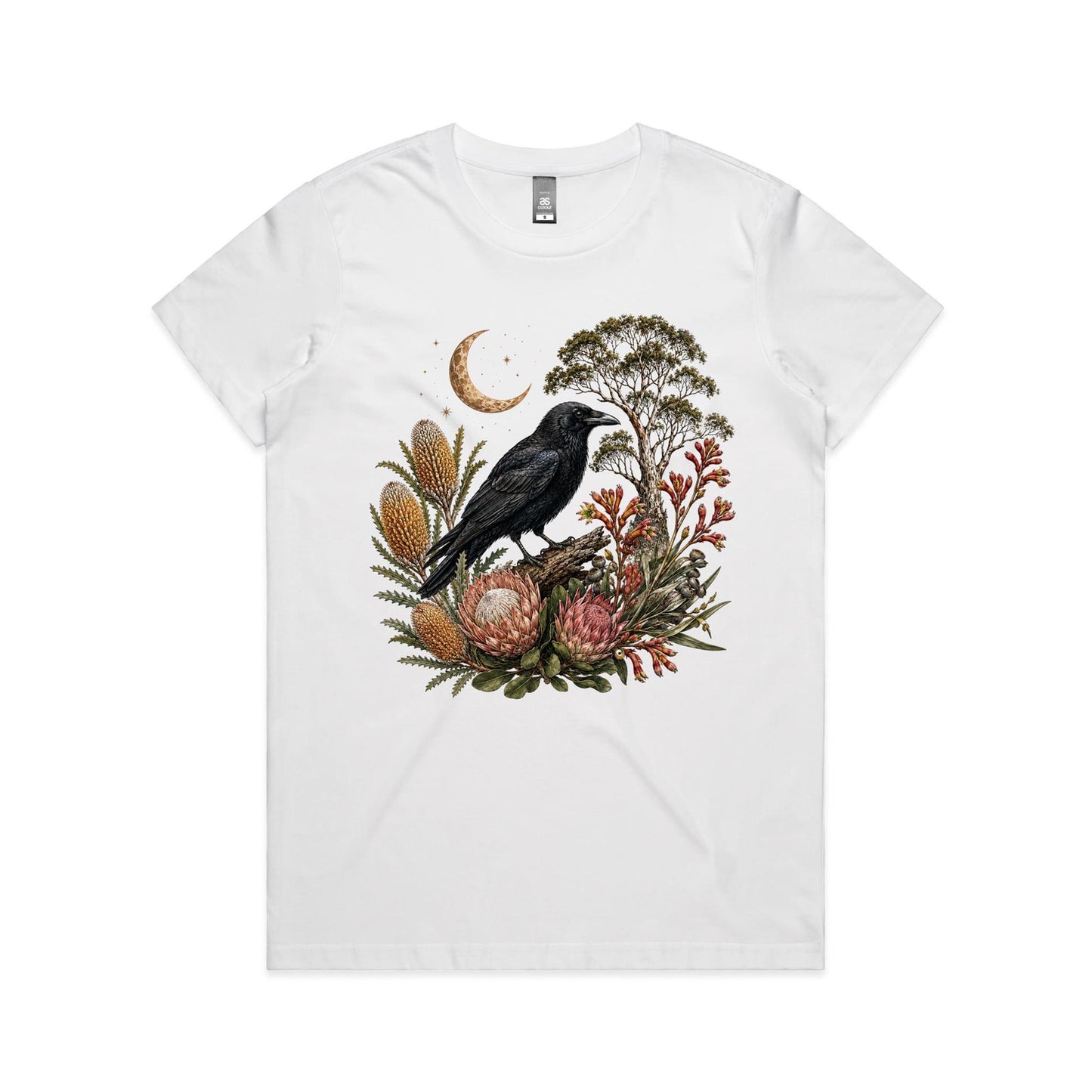 Women's Crow Graphic T-Shirt | Australian Native Botanical Print
