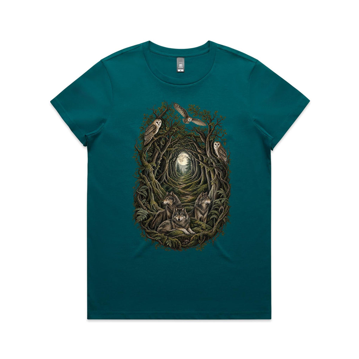 Women's Owl and Wolf Woodland Graphic T-shirt