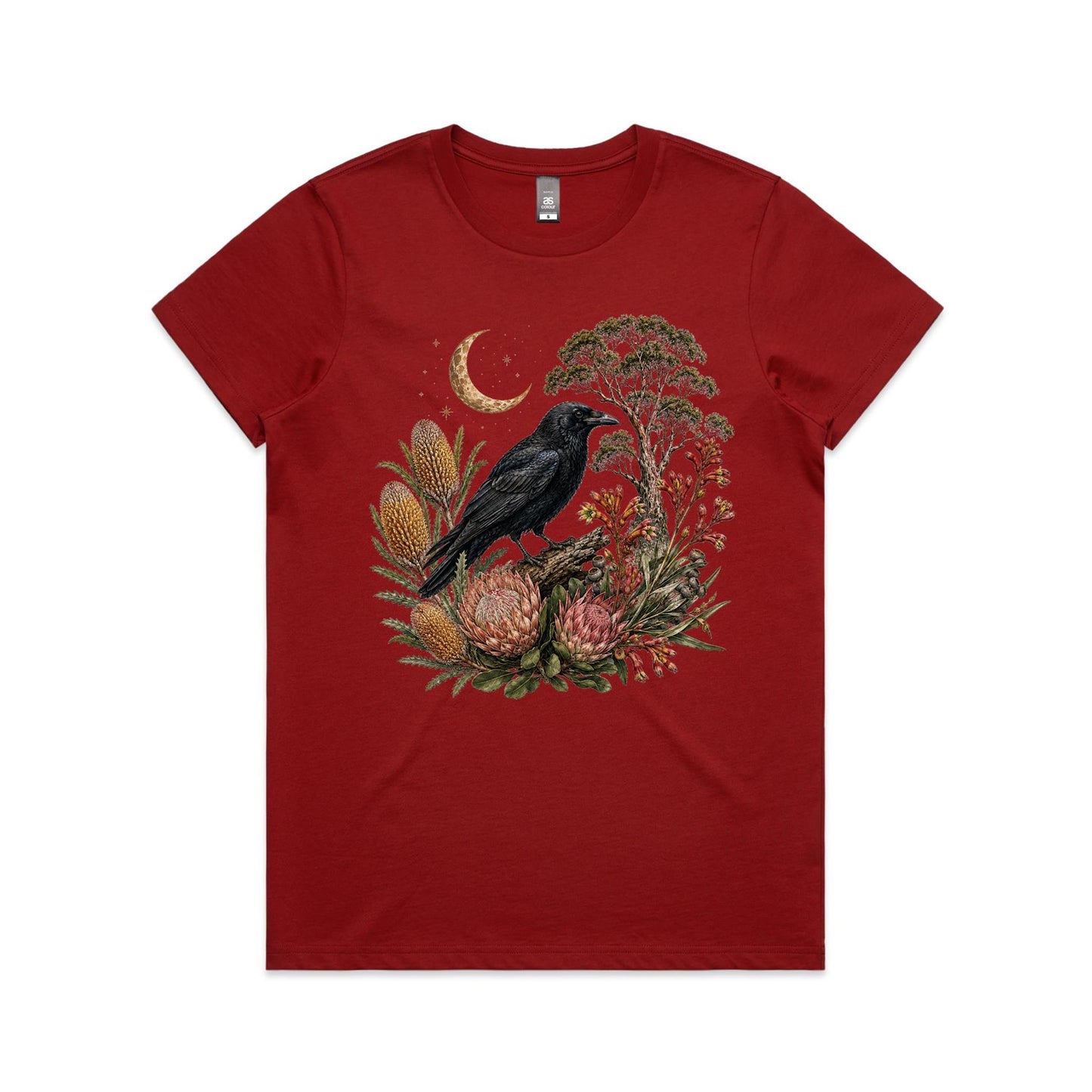 Women's Crow Graphic T-Shirt | Australian Native Botanical Print