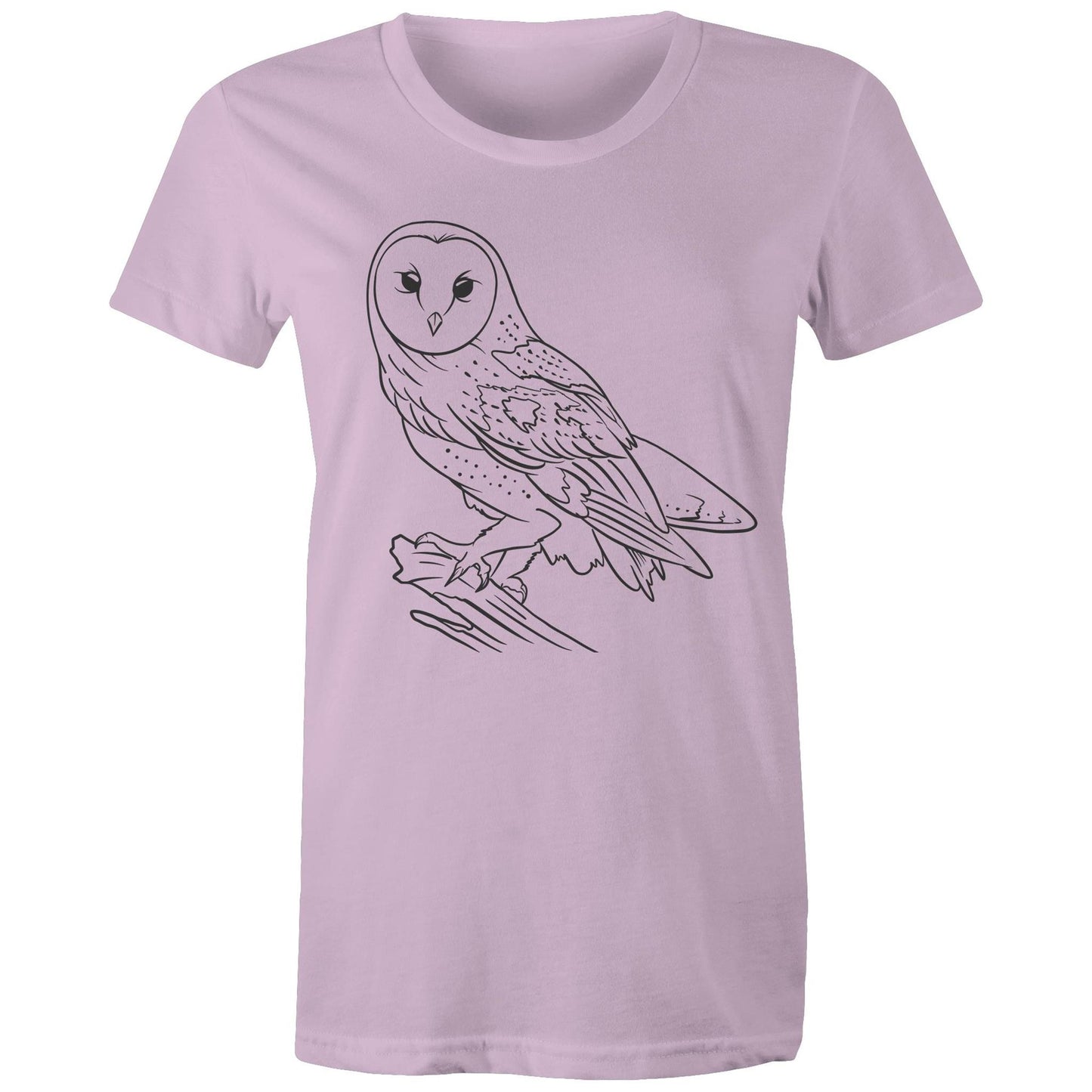 Earthfolk Printed T shirt - Women's Relaxed Fit - Owl Sketch - The Crescent Moon